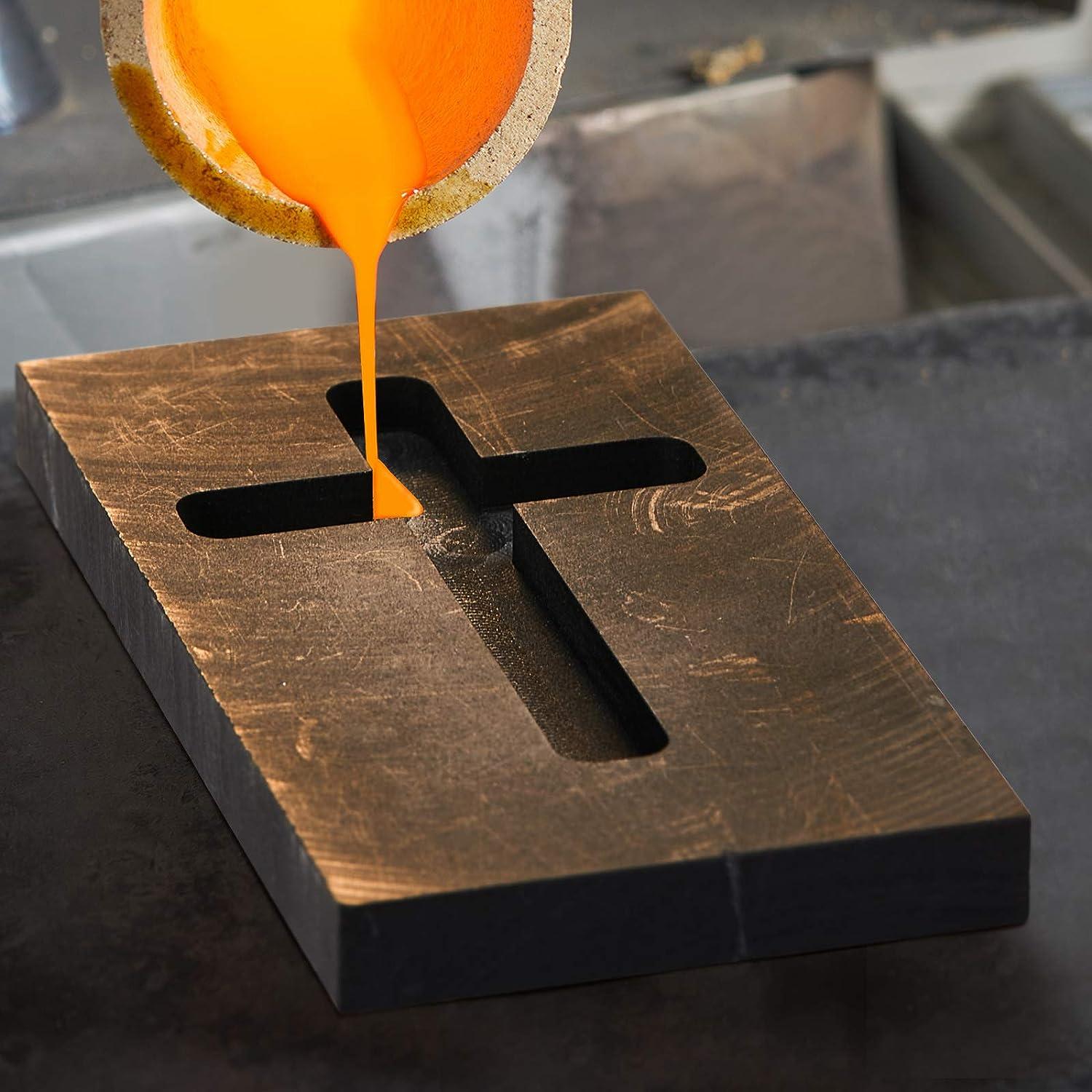 Skyley Cross Graphite Casting Ingot Mold Metal Refining Scrap Melting Casting  Mould for Gold Silver Metal