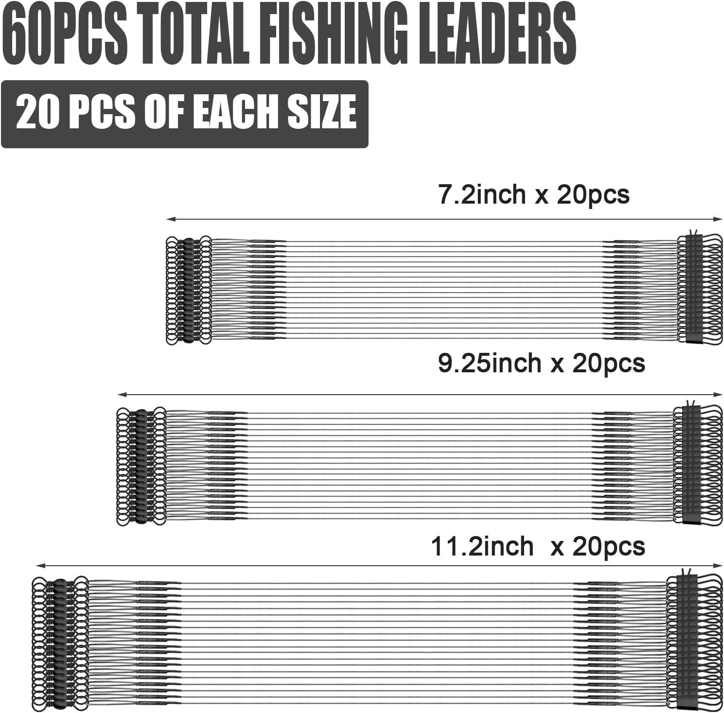 KINBOM 60pcs Fishing Tackle Leaders, Stainless Steel Fishing