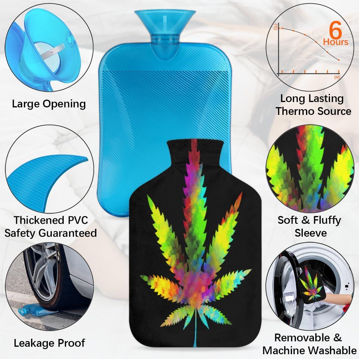 2L Hot Water Bottle With Cover Large Cute Rubber Warm Water Bag (Pack Of 2) For Pain Relief, Cramps, Hot And Cold Therapy, Pink And Gray Navy Owl