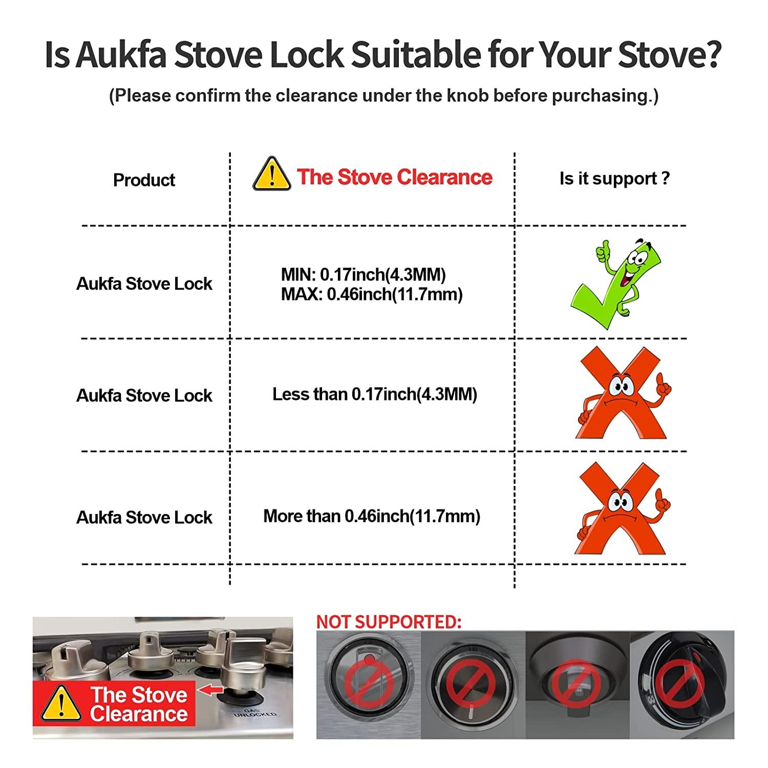 Gas Stove Baby Proof Knobs Locks (6 Pack), Aukfa Child Proofing Oven