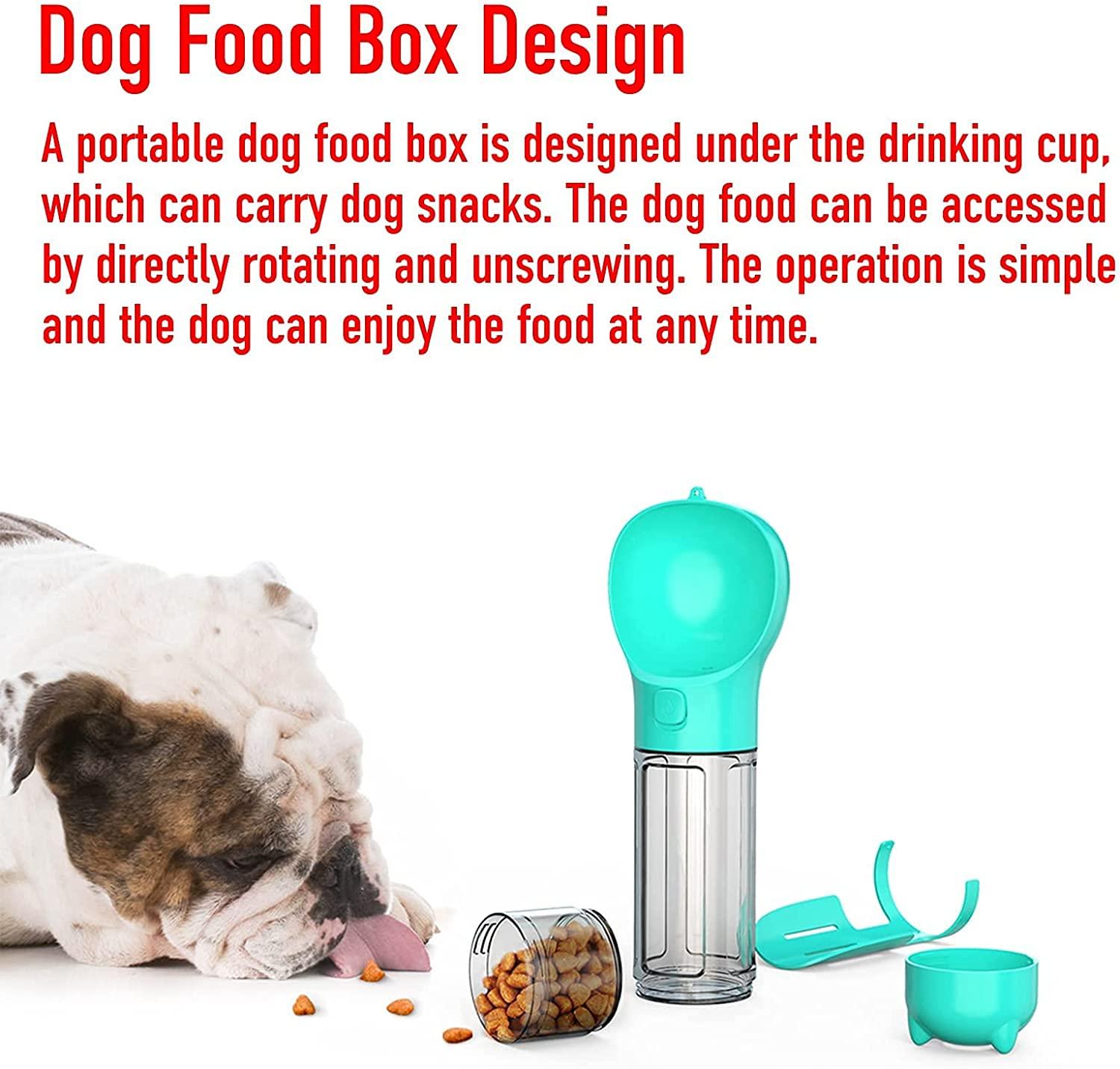 Dog Water Bottle 4 in 1 Portable Pet Water Bowl Dispenser with Dog Whistle,  Pet Travel 10OZ (300ML) Water Cup with Food Container, Poop Collection  Shovel, Garbage Bag for Dogs Cats Walking