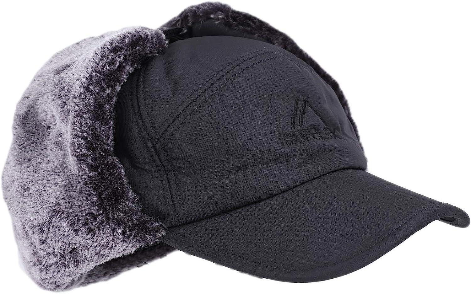 Clobeau Men's Faux Fur Trapper Hat Trooper Trapper Hat Warm Winter