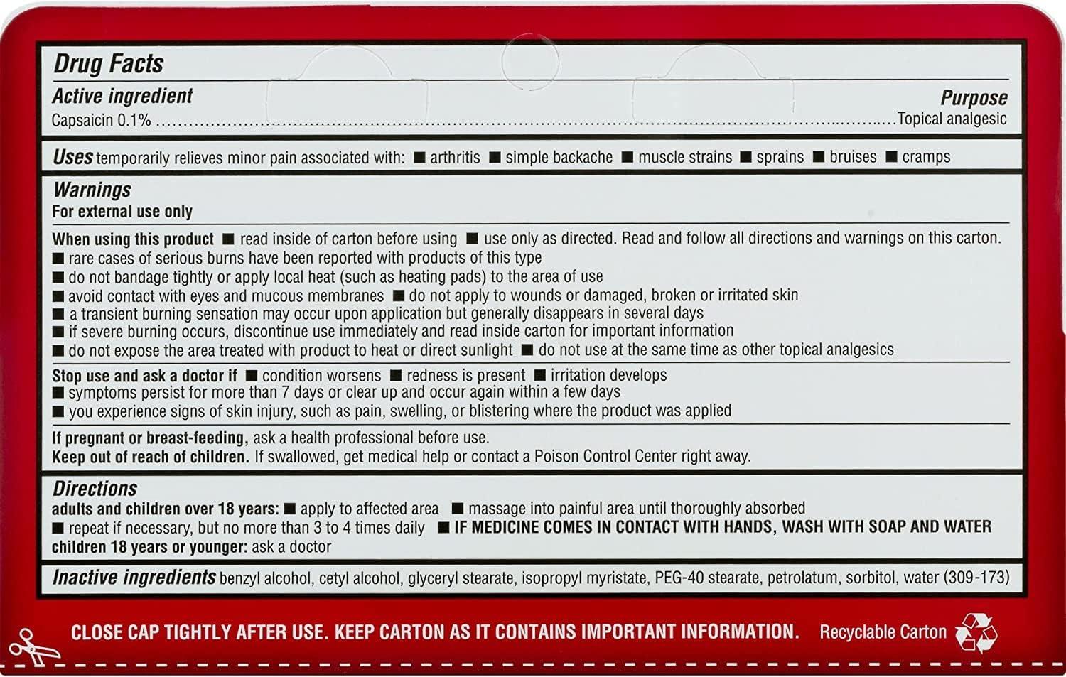 CapzasinHP Arthritis Relief Cream 1.5oz (Pack of 2) Topical