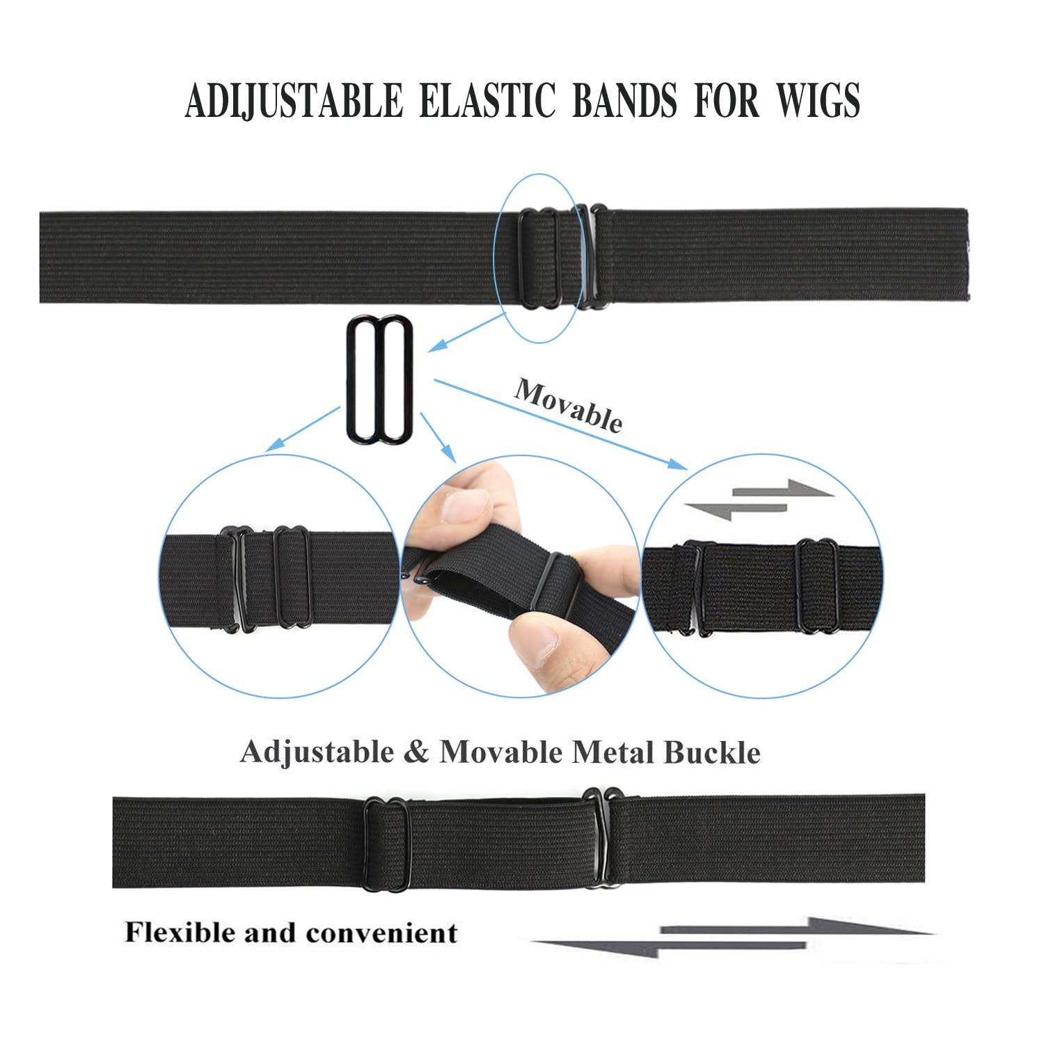 JIUSERLU 6 PCS Black Adjustable Elastic Band For Wigs Adjustable Straps For  Wigs And Making Wigs Adjustable Wig Bands Wig Adjustable Straps(1 * 12inch)  1 Inch (6 Pcs/bag)