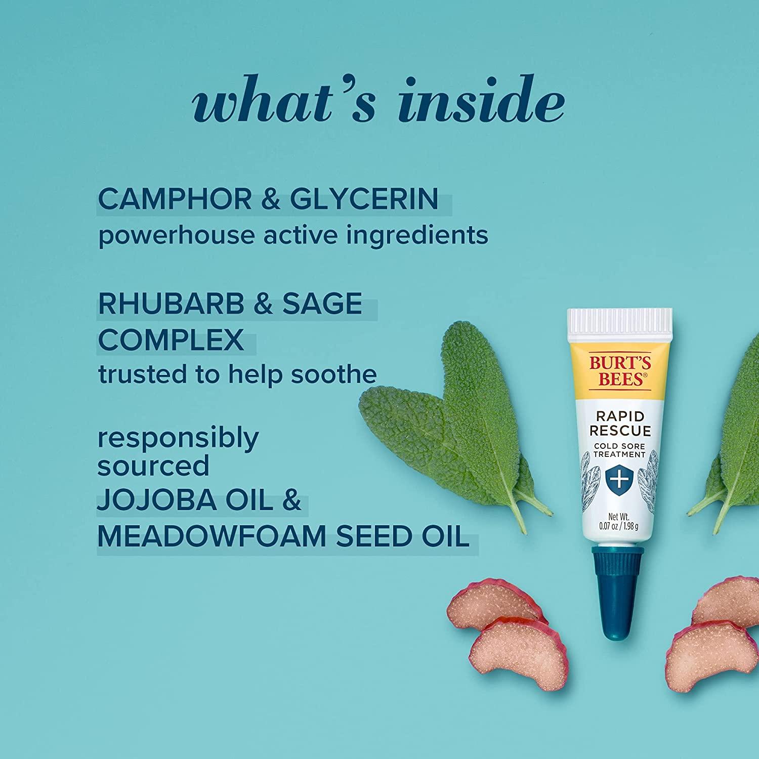 Burt's Bees Rapid Rescue Cold Sore Treatment with Rhubarb & Sage 0.07 oz