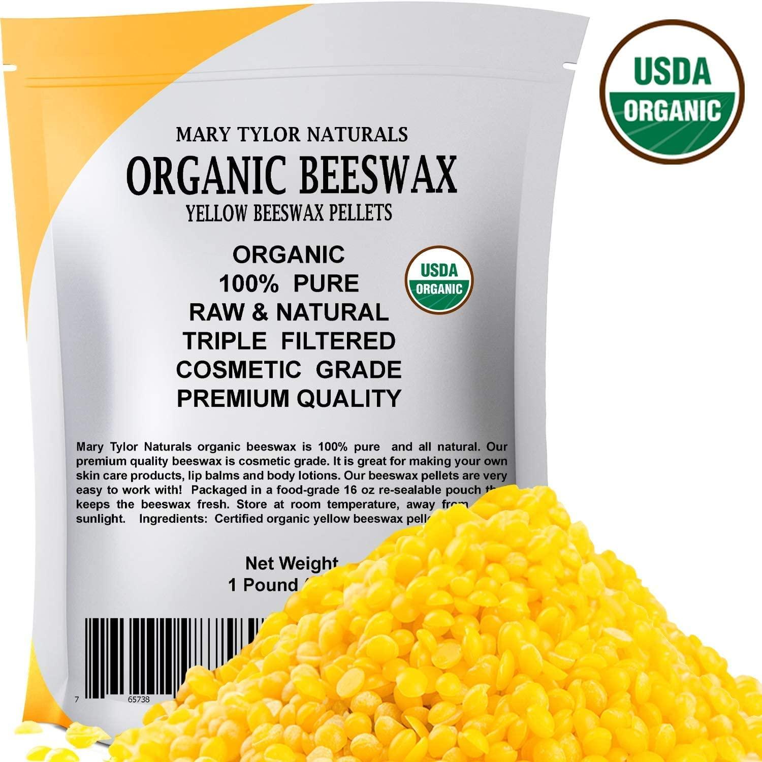 Organic Yellow Beeswax Pellets 1lb, USDA Certified by Mary Tylor