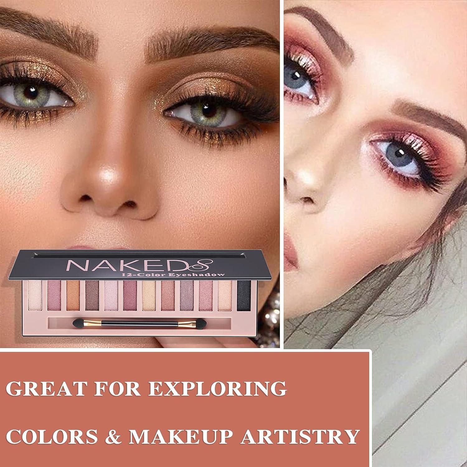 WYBLZPXZ 12 Colors Naked Nude Colors Eyeshadow Palette Matte Blendable  Shimmer Eyeshadow Pallete Natural Smooth Texture Pigmented Long Lasting  Waterproof Smokey Eye Shadow Palette Makeup(Shimmer)