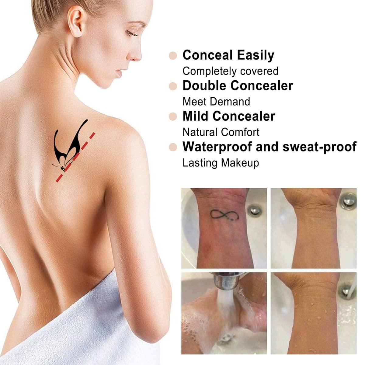 Tattoo Cover Up, Makeup Waterproof, Tattoo Concealer, Scar Cover Up Makeup  Waterproof, Professional Skin Concealer Set for Dark Spots, Scars,  Vitiligo, Body Makeup Cover and Body Tattoo Concealer.