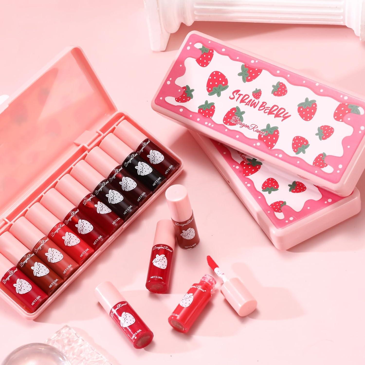 10 Colors Korean Lip Tint Stain Set - Moisturizing Velvet Mini