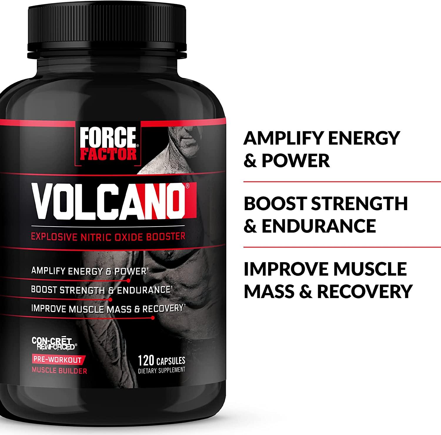 Force Factor Volcano Nitric Oxide Booster 120 Capsules for Enhanced