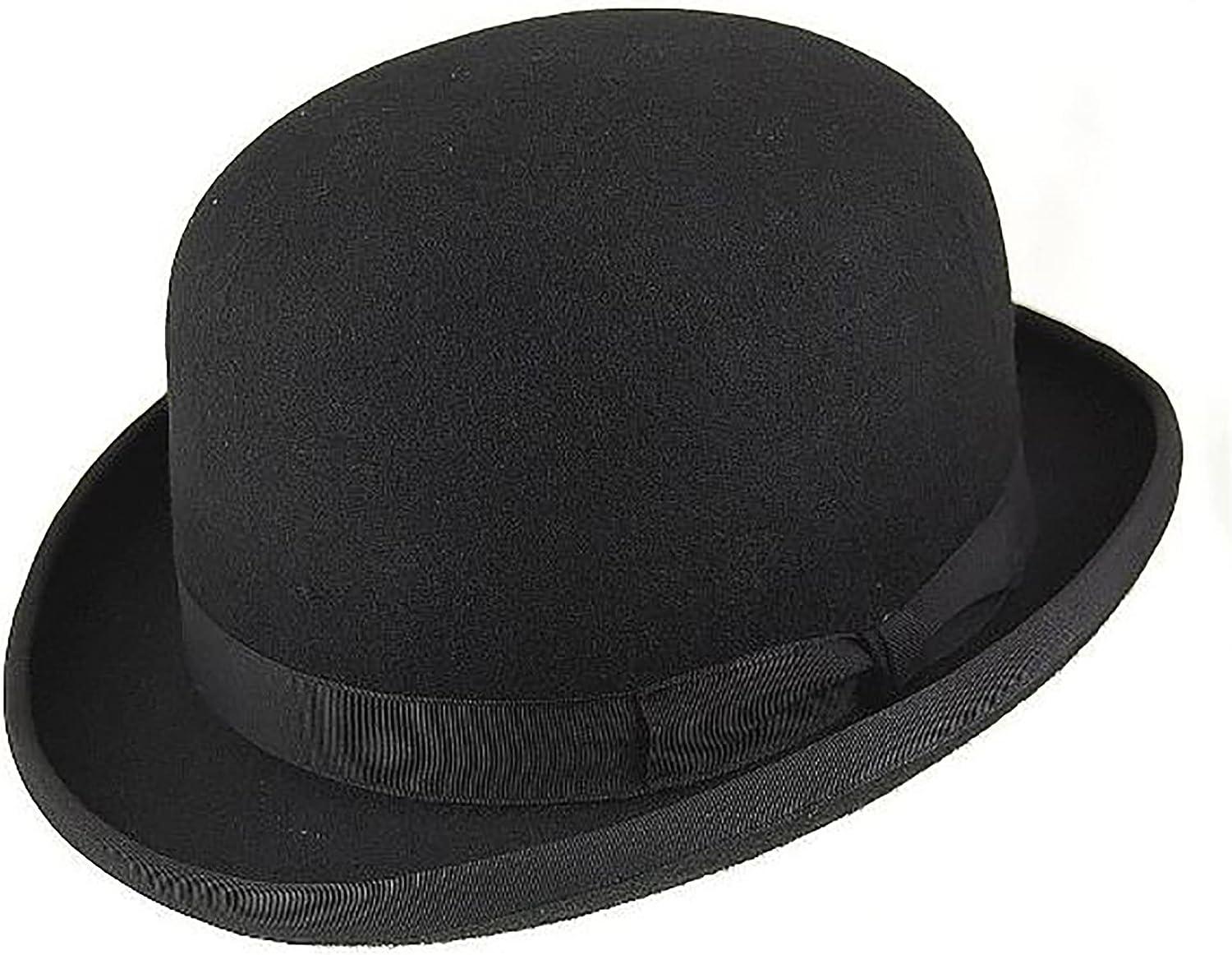 CXQRR Black Bowler Derby Hat Short Rolled Brim Fedora Hat for Men