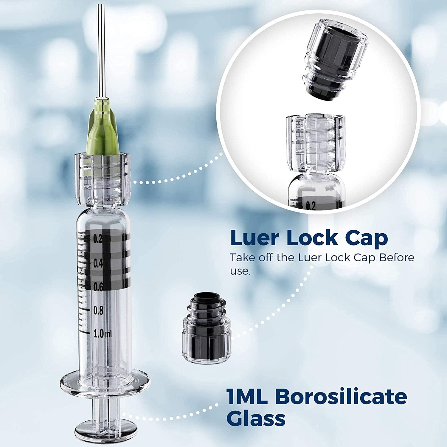 MyMed 10 Pack 1ml Borosilicate Glass Luer Lock Syringe Set with 10GA ...