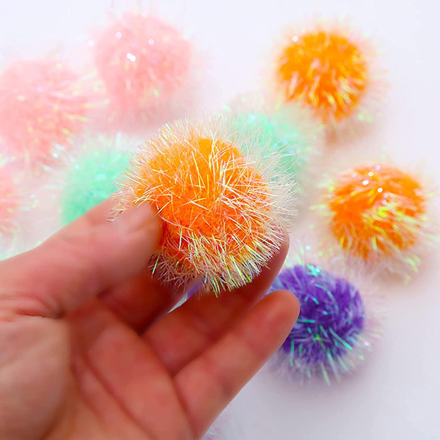 Osvela Cat Ball Toys Pom Pom Sparkle Fuzzy Balls Assorted Color 12