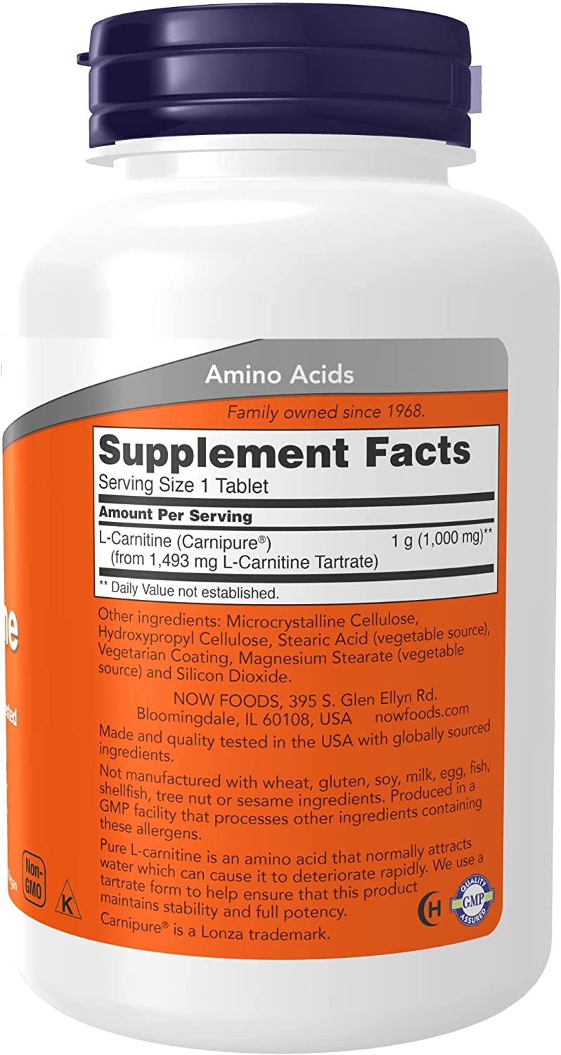 NOW Supplements L-Carnitine 1000mg Tablets - Purest Form Amino Acid for  Fitness Support - 100 Count Pack | Buy Now with Express International  Delivery