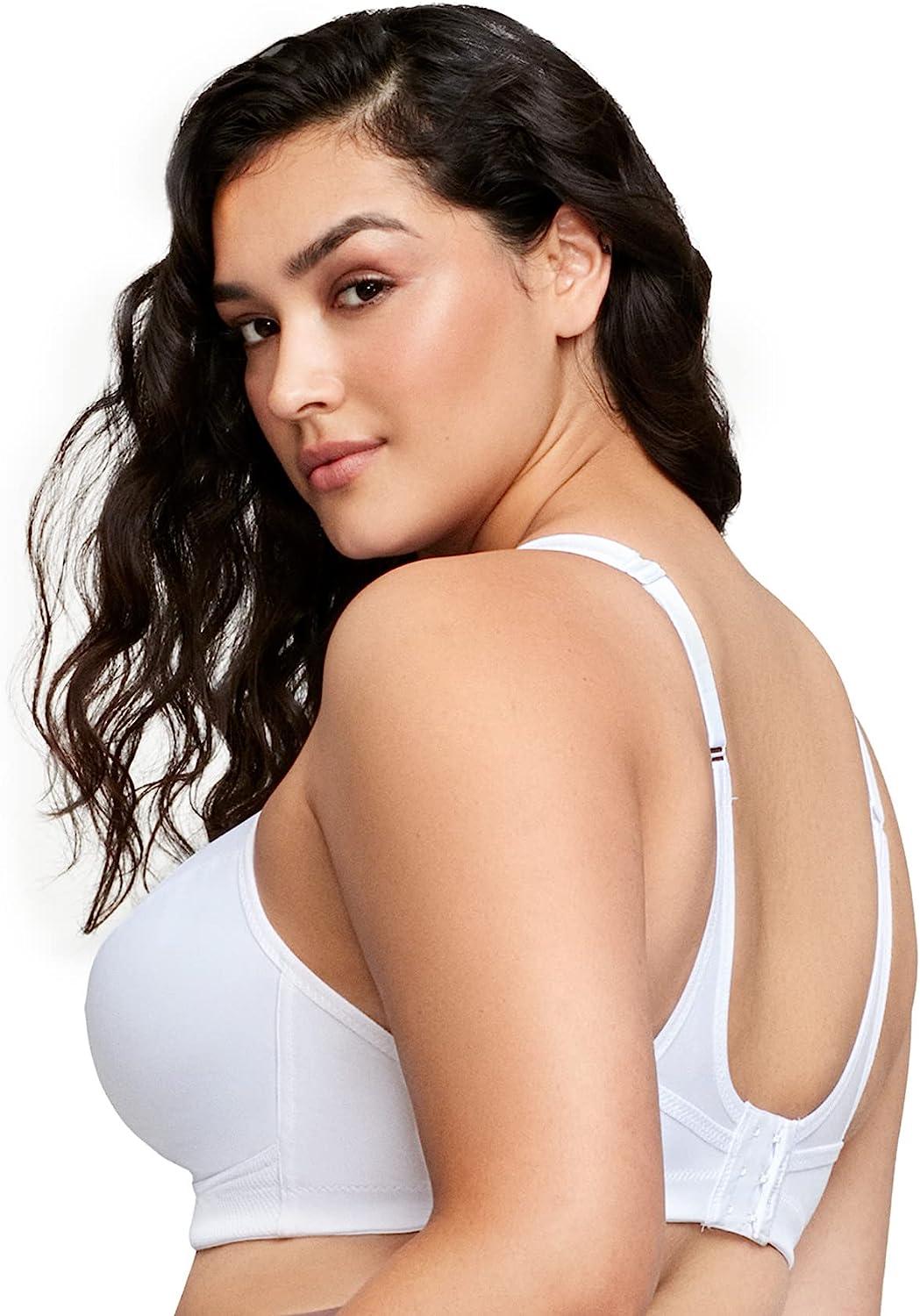 Glamorise Women's Full Figure No Bounce Plus Size Camisole Wirefree Back  Close Sports Bra #1066 42DD White