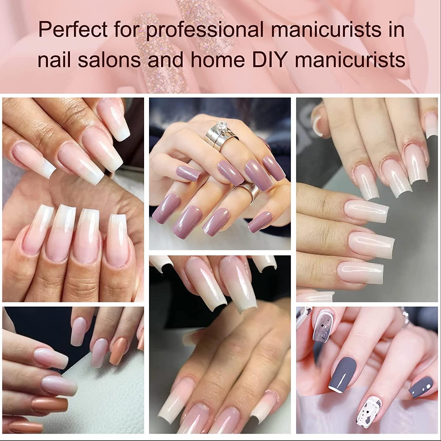 AORAEM 100 PCS 10 Sizes Acrylic Nail Tips,Half Cover French Tip