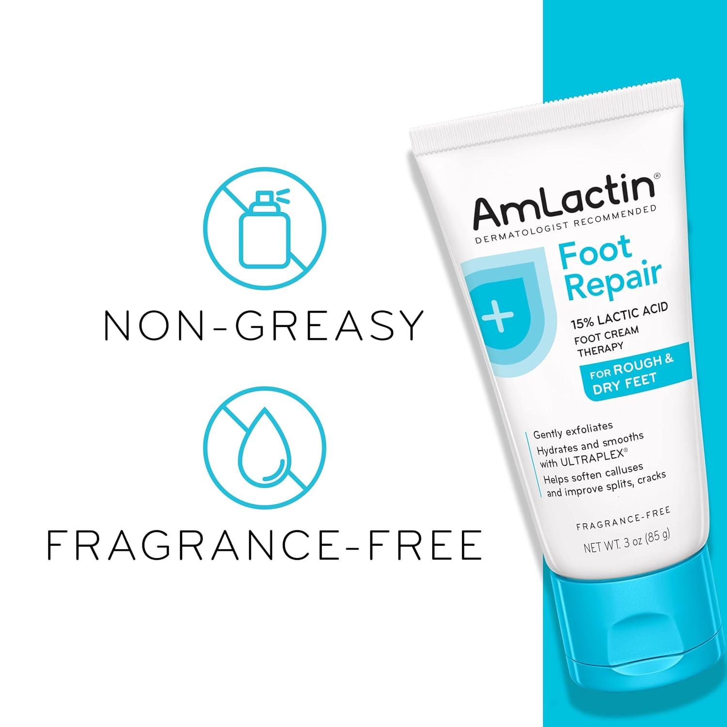 AMLACTIN Foot Cream Therapy 3 oz (Pack of 3) Hydrating Foot Cream Trio