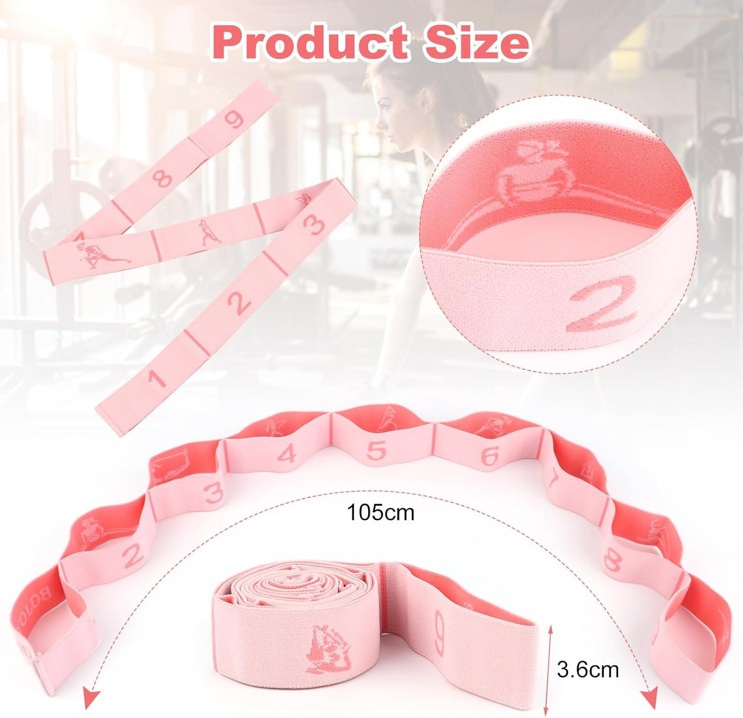 Yoga Stretchband Set Mit 9 Schlaufen - Dehnungsgurt Für Pilates, Tanz & Gymnastik | 2 Stück Im Pack