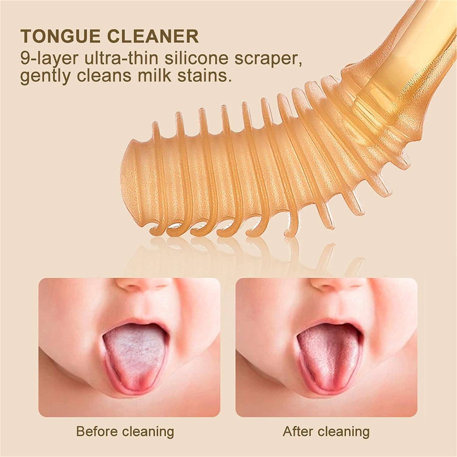 Nouri Liquid Silicone Baby Milk Toothbrush Tongue Brush Oral Care Suitable  for Infants Soft Food Grade Silicone with Dust Cover BPA Free