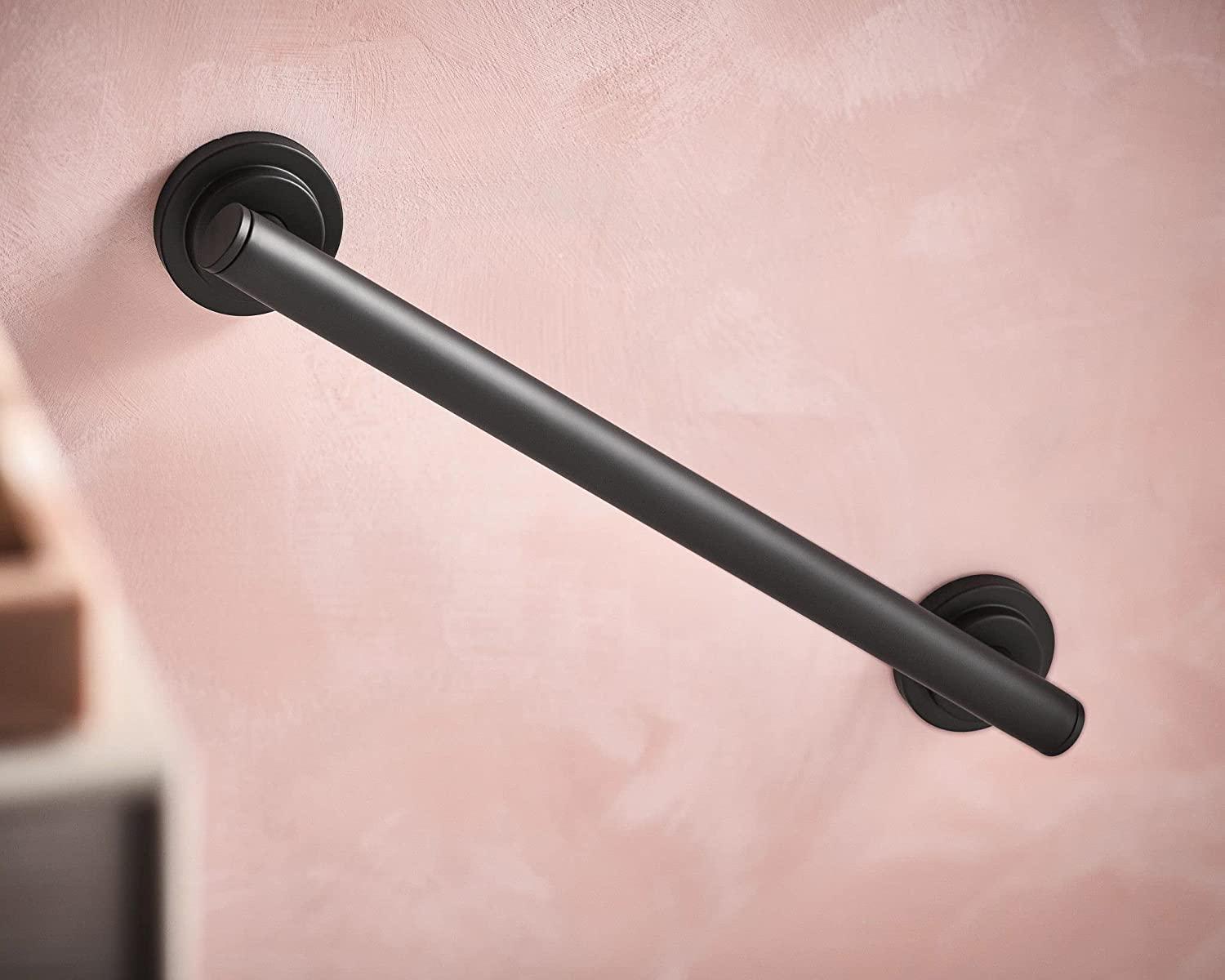 Moen YG0718BL Iso 18Inch Designer Grab Bar, Matte Black Matte Black 18
