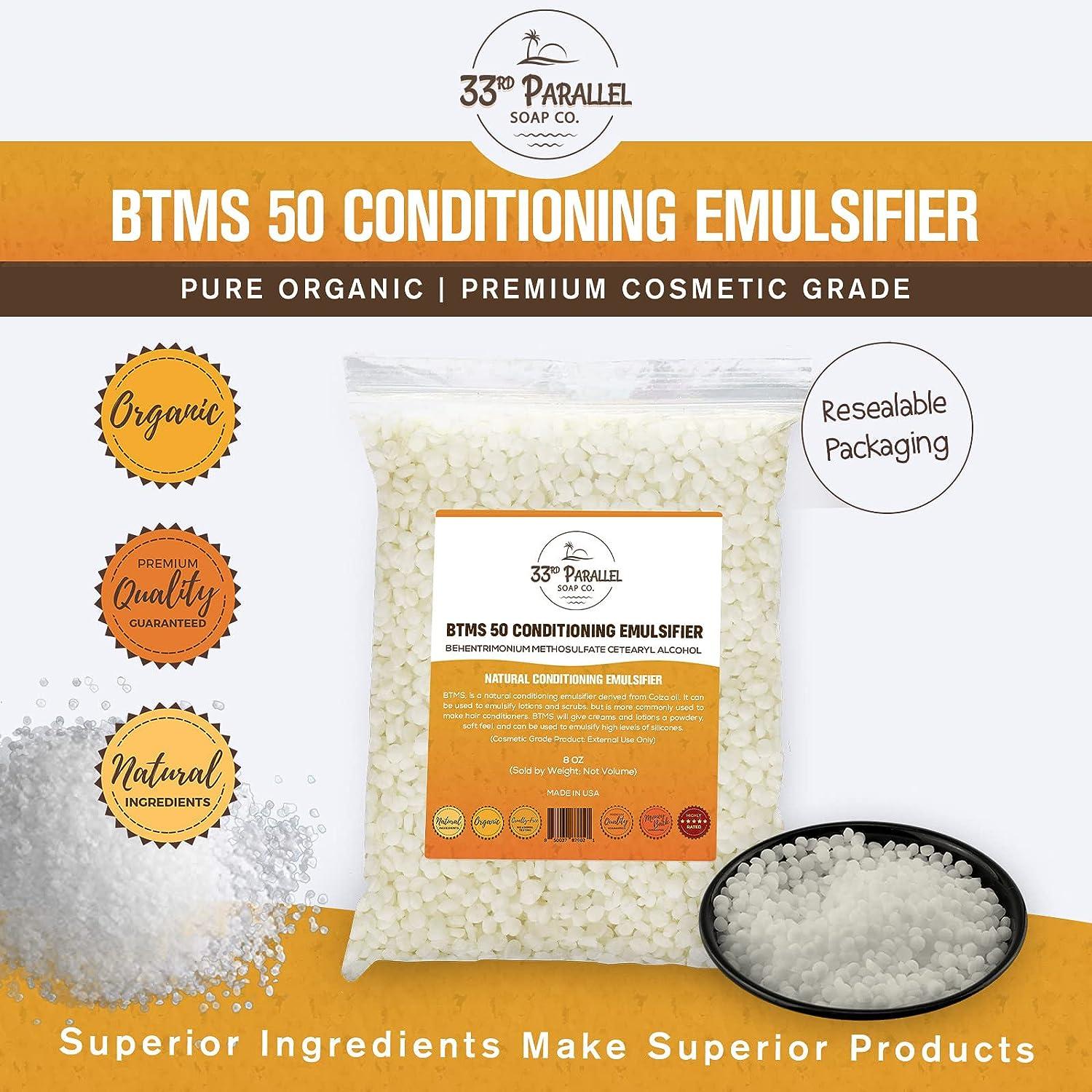 33rd PARALLEL, BTMS 50 Conditioning Emulsifier, Sizes 2 OZ to 1 LBS, 100% Natural Plant Derived, Behentrimonium Methosulfate Cetearyl Alcohol  Emulsifying Conditioner