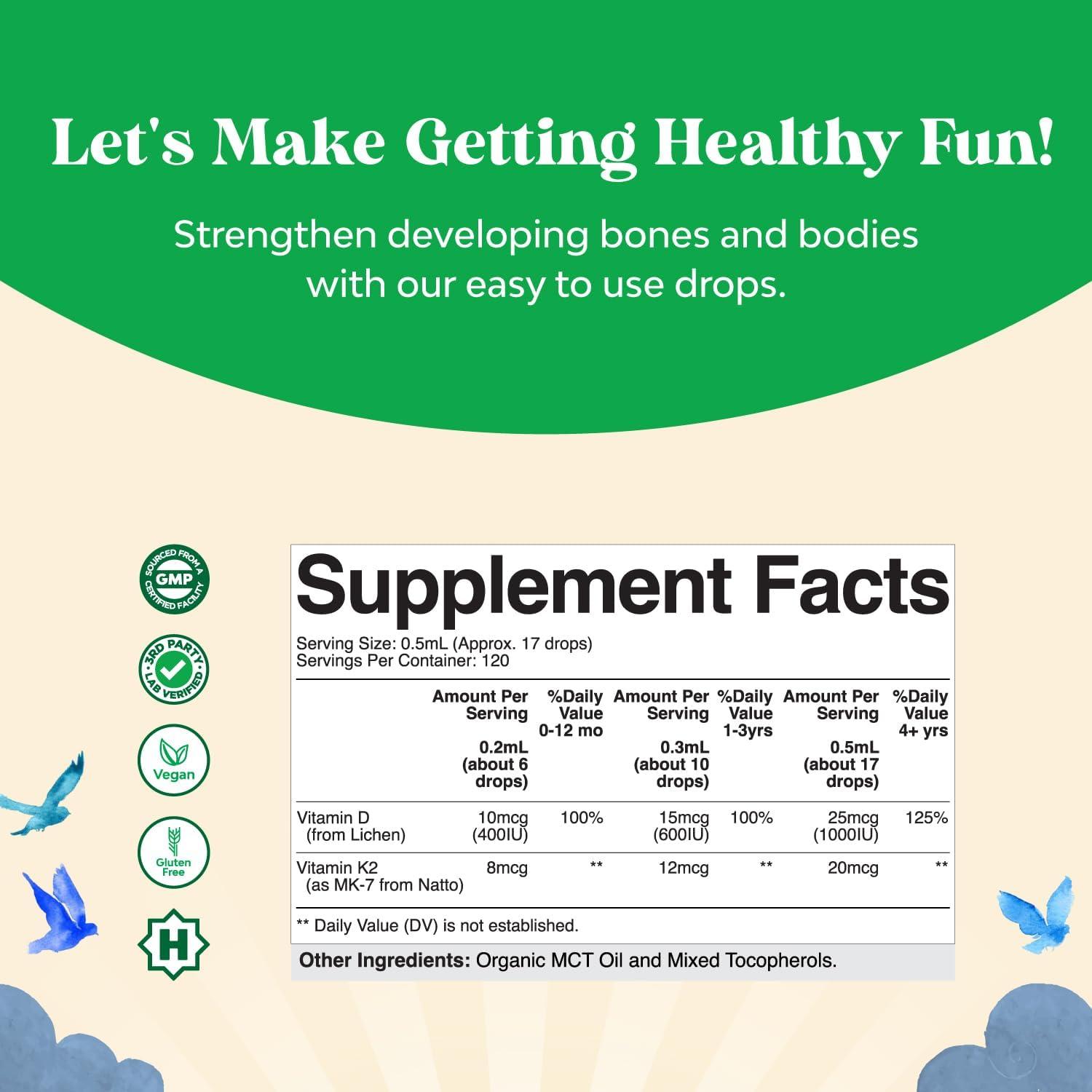 Liquid Vitamin D Drops for Infants Toddlers and Kids Organic Vitamin