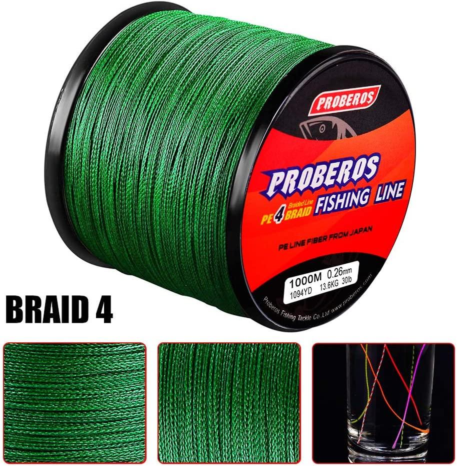 BAIKALBASS Braided Fishing Line 4 Strands Strong Multifilament PE Braid  Wire for Saltwater 328Yard/300M 6LB Blue