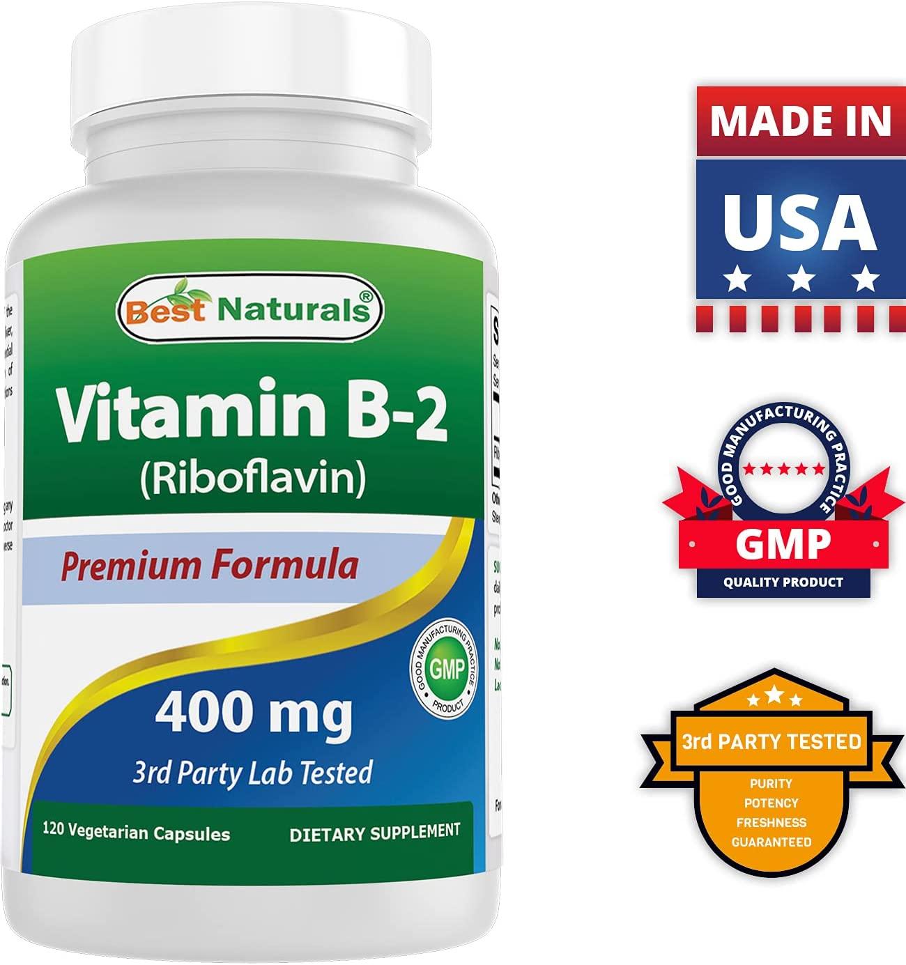 Best Naturals Vitamin B2 (Riboflavin) 400mg Migraine Relief Veggie