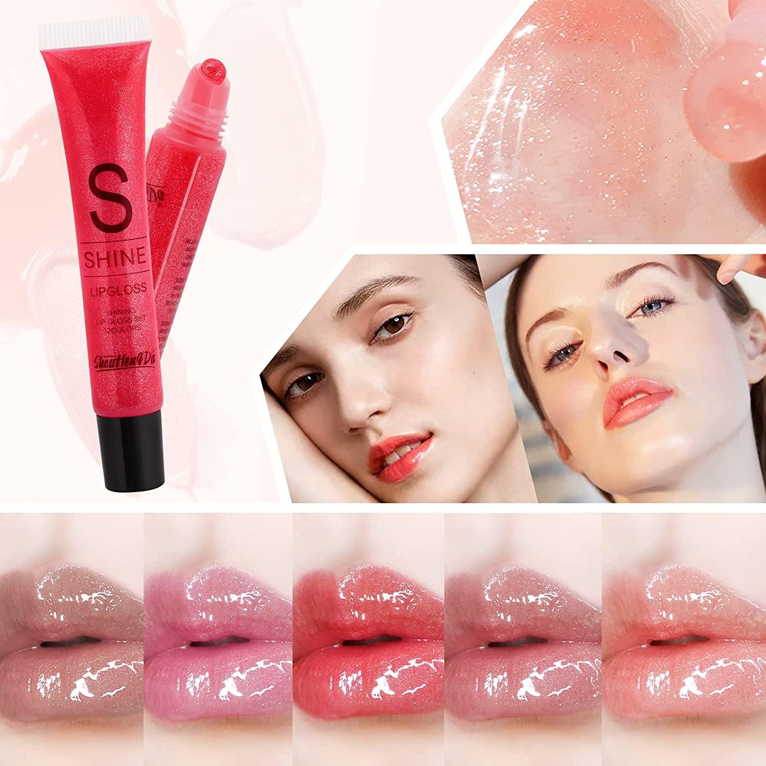 12 Color Lip Gloss Set,12Pc Shimmery Lipgloss Sets for Women and