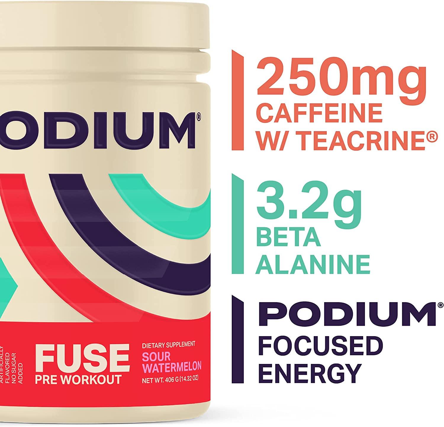Podium Nutrition, Fuse Pre Workout Powder, Sour Watermelon, 30 Servings