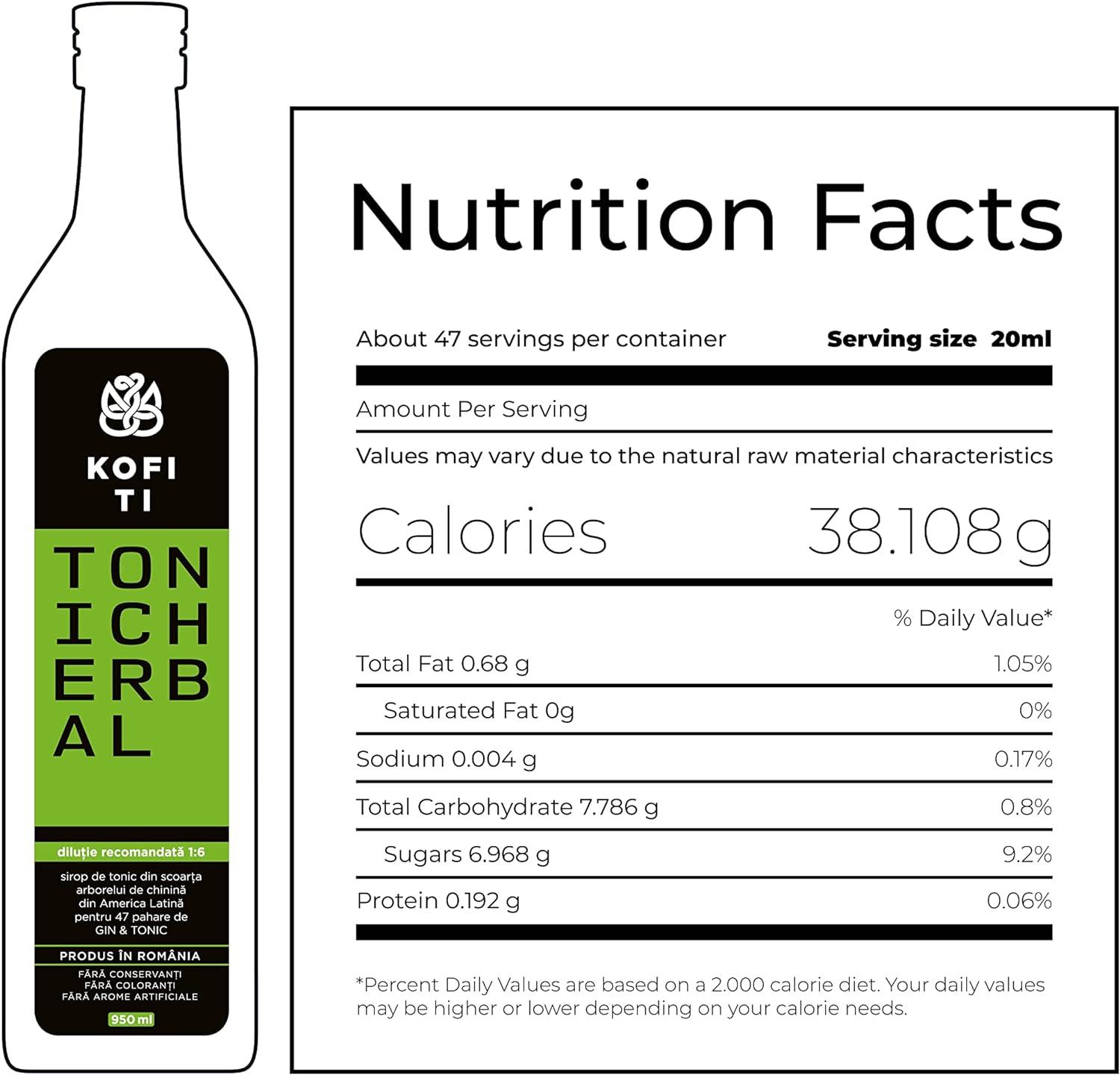 Kofi Ti Herbal Tonic Syrup for Soda Stream Craft Natural Quinine