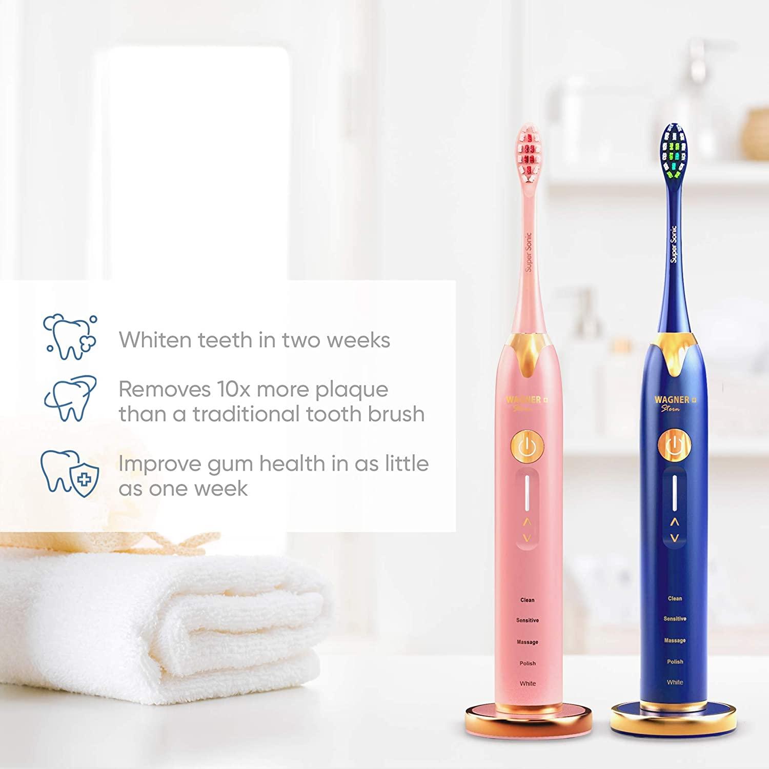 Wagner & Stern. Duette Series. 2 Electric toothbrushes with Pressure Sensor. 5 Brushing Modes