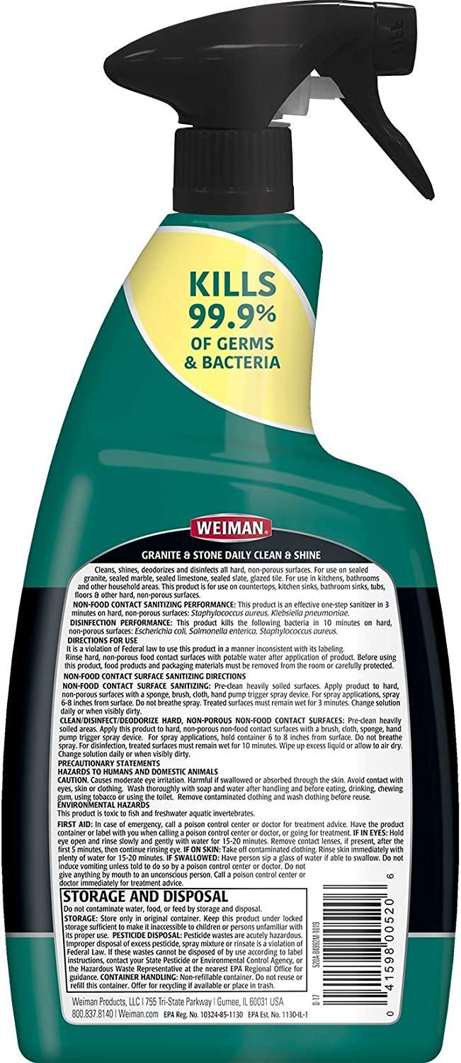 Weiman Disinfectant Granite Daily Clean Shine 32 Ounce (2 Pack) Safely