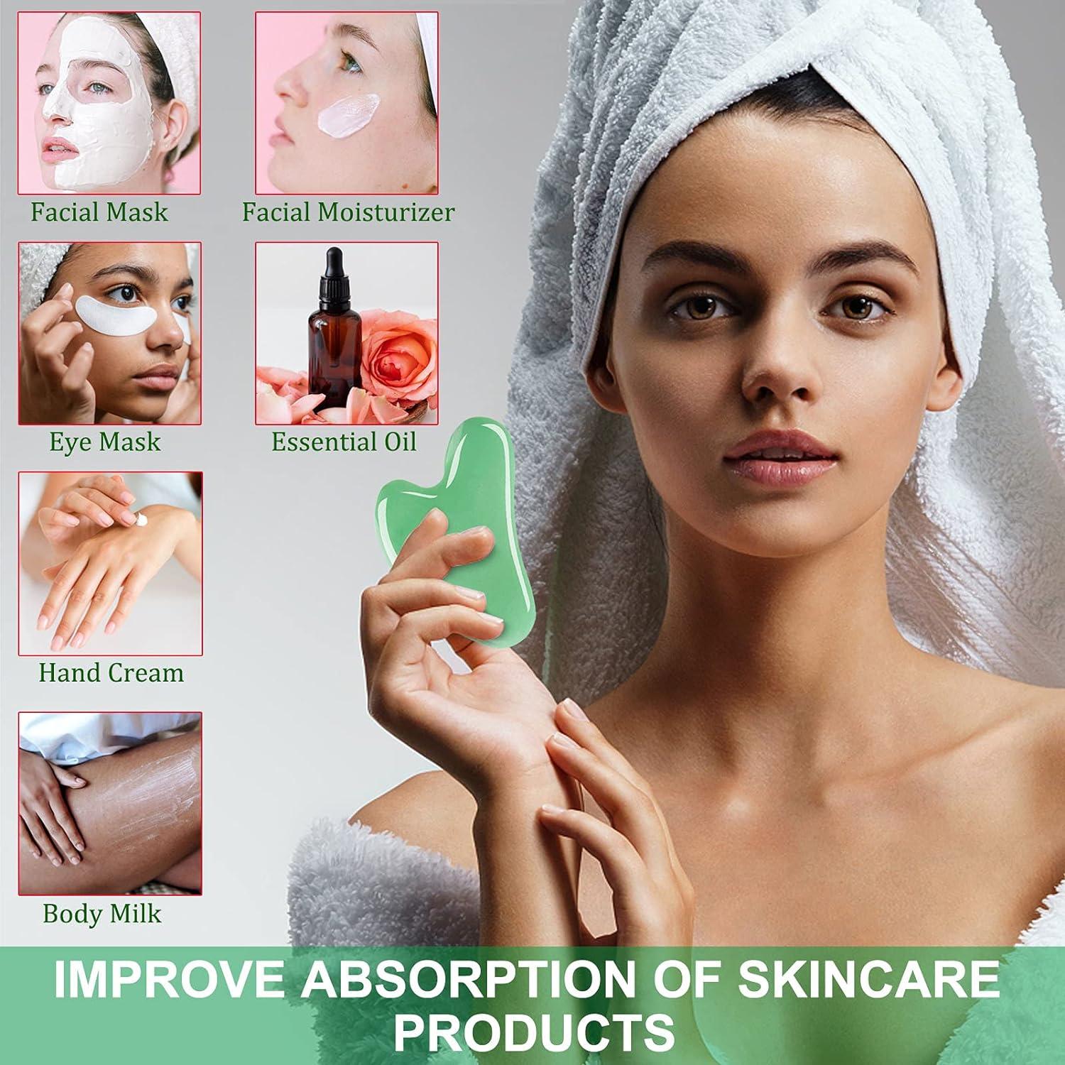 Esur Jade Gua Sha Facial Tool Set 2 Pack Natural Jade Stone Face