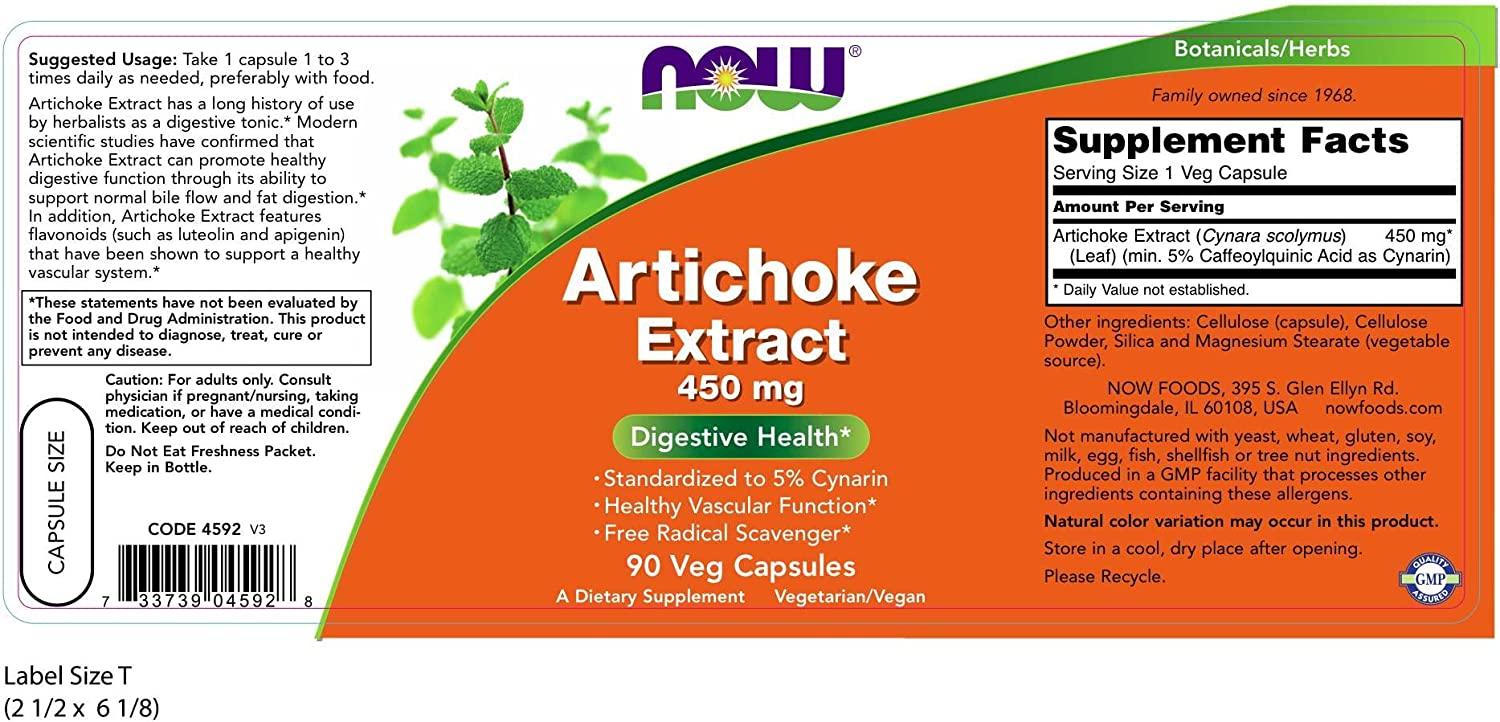 Now Foods Artichoke Extract 450 mg 90 Veg Capsules