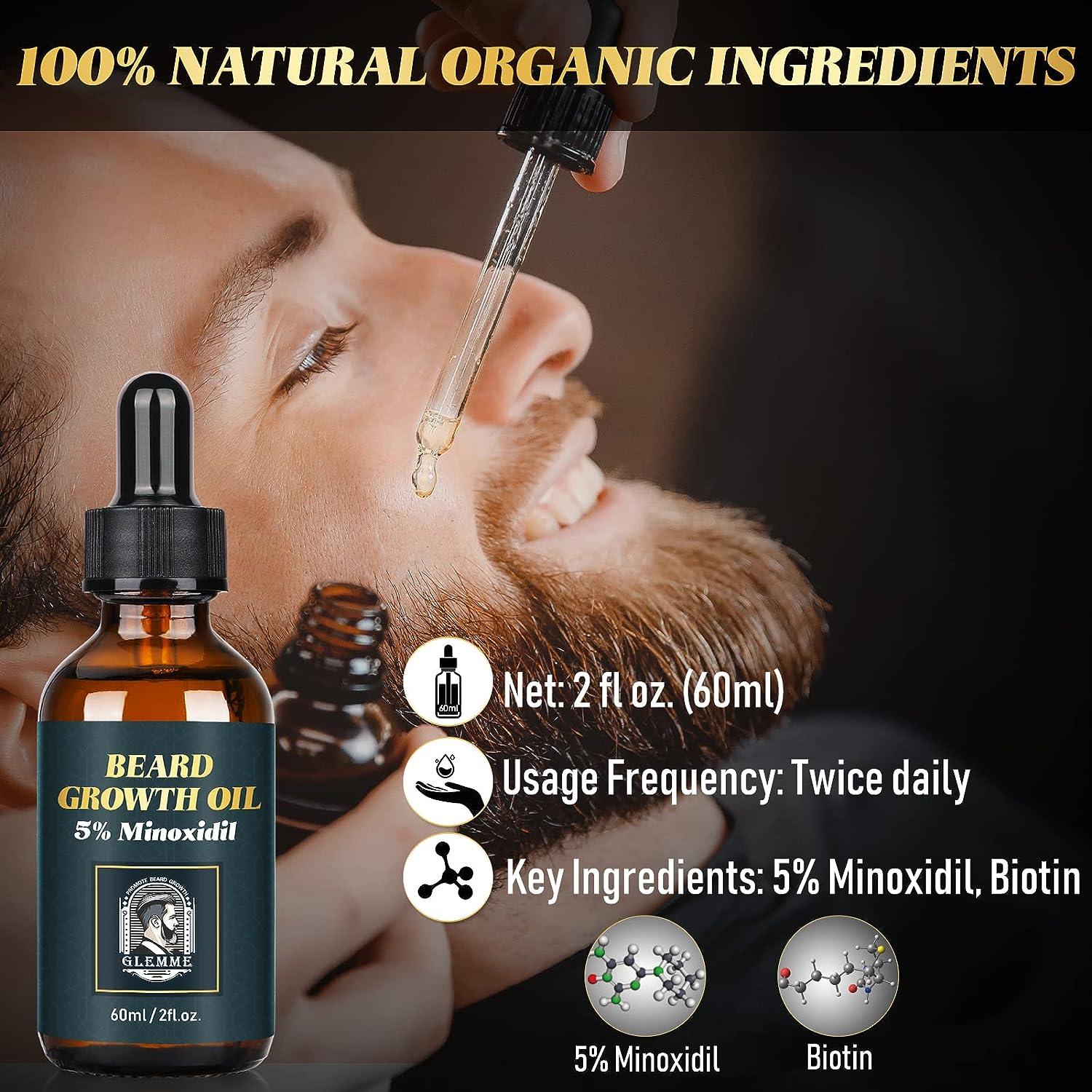 5 Minoxidil Beard Growth Oil for Men Biotin Serum for Patchy Beards