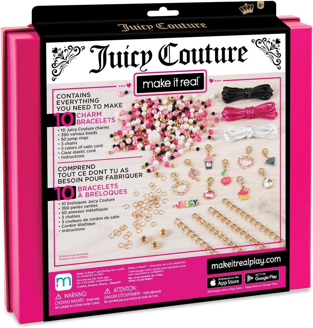 Make it Real - Juicy Couture Pink and Precious Bracelets - DIY Charm Bracelet  Kit with Beads for Tween Jewelry Making - Jewelry Making Kit for Girls
