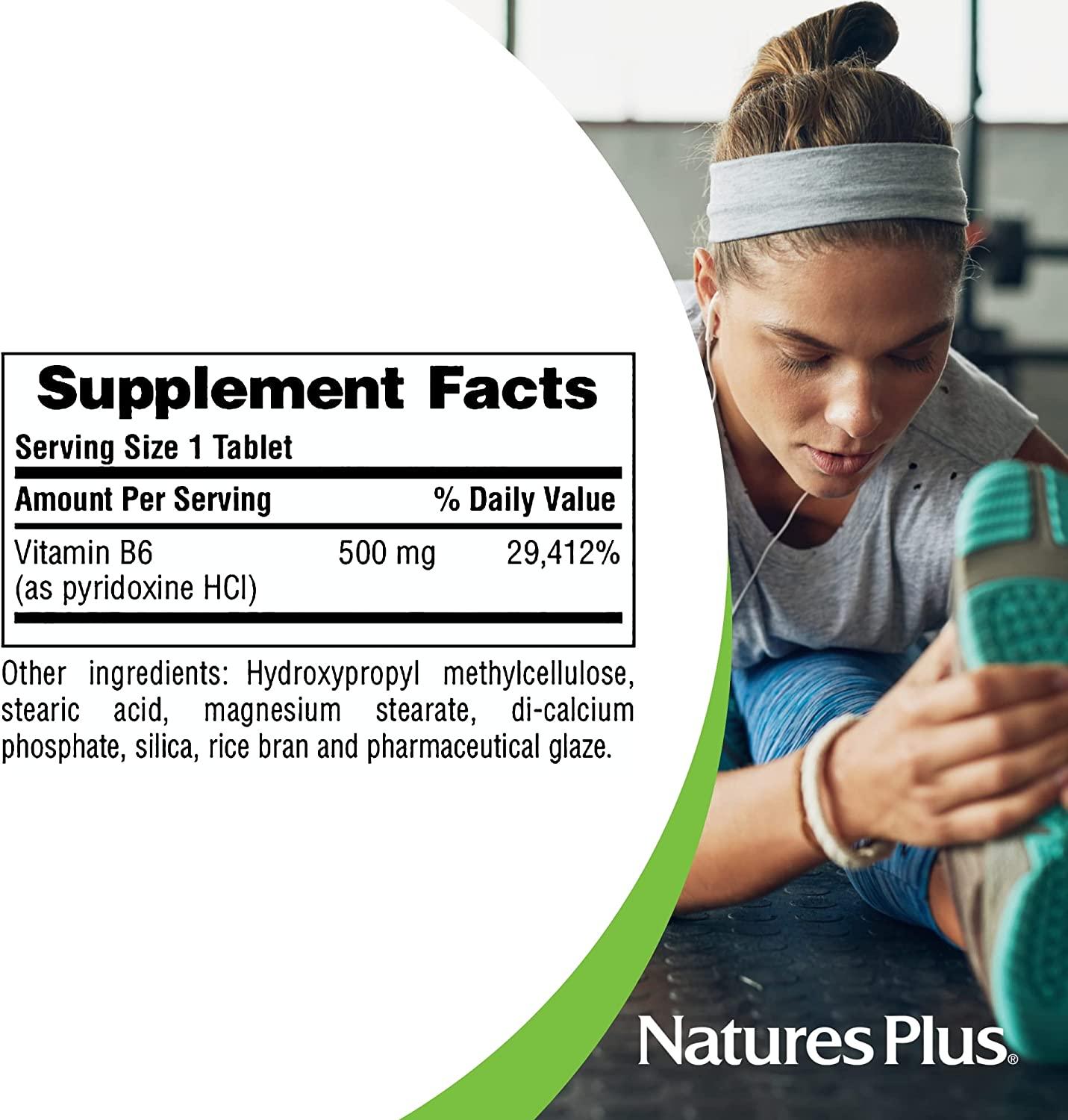 NaturesPlus Vitamin B6 (Pyridoxine HCI), Sustained Release 500 mg, 90