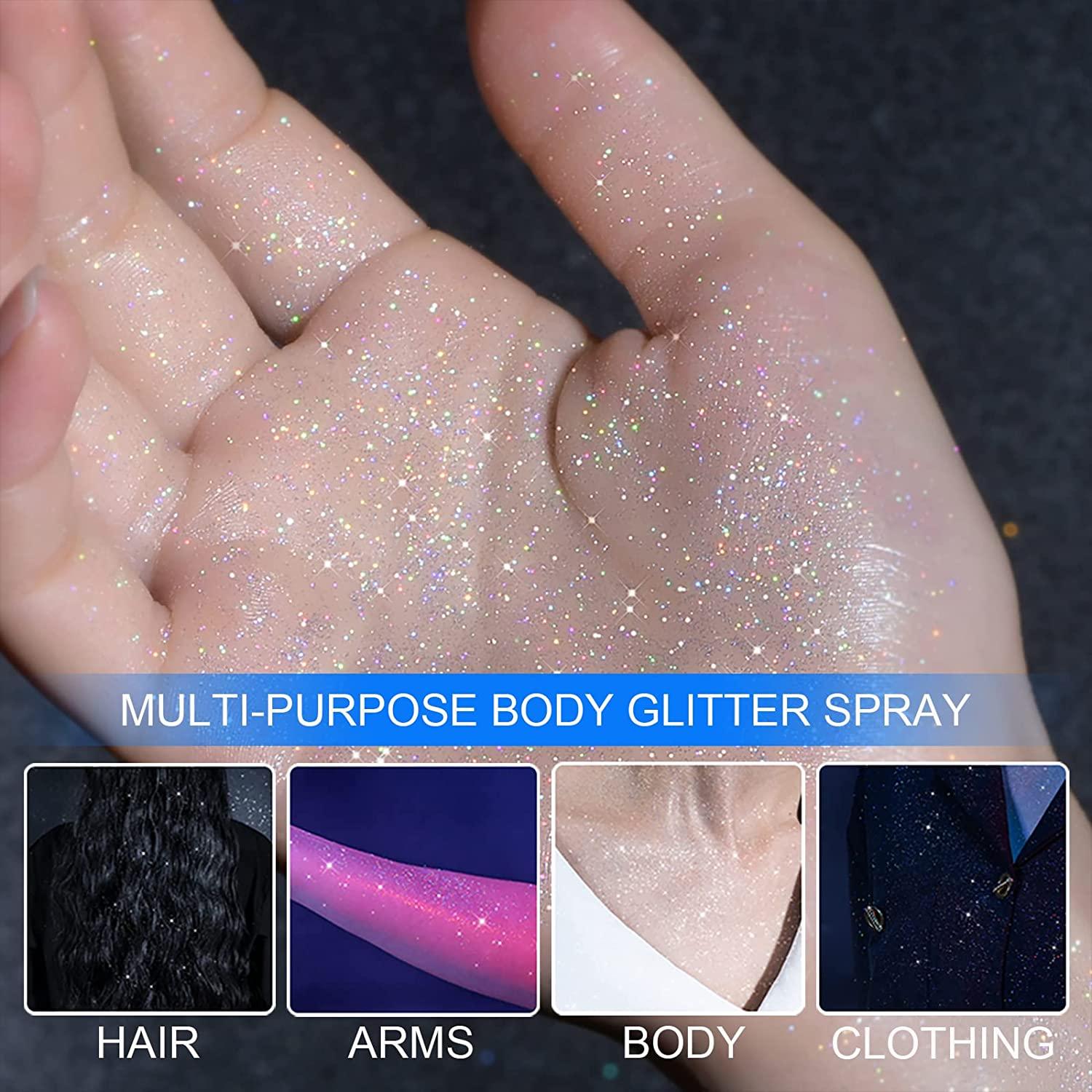 Yinguo Glitter Spray 60ml Glitter Spray for Hair and Body Body Glitter Spray Glitter Powder Spray Hair Body Glitter Spray Nightclub Party Body Starry