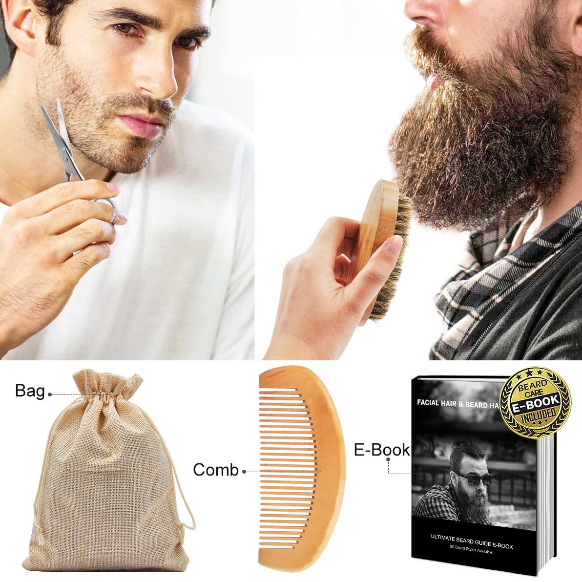 Beard Grooming Kit Pack Beard Oil, Balm, Brush, Shampoo, Comb
