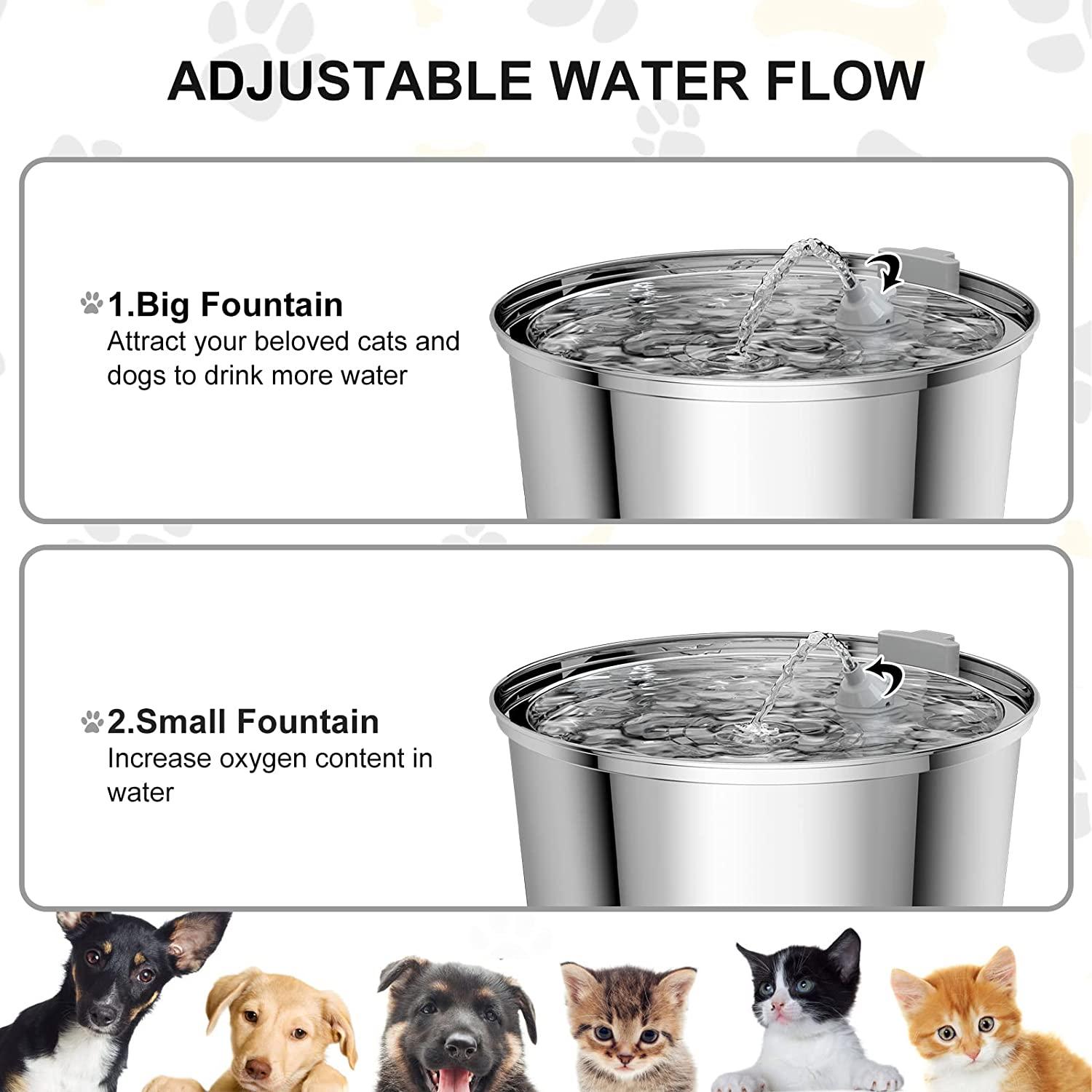 YFYUPUP Stainless Steel Cat Water Fountain - 108oz/3.2L Automatic Pet Dispenser With Filters