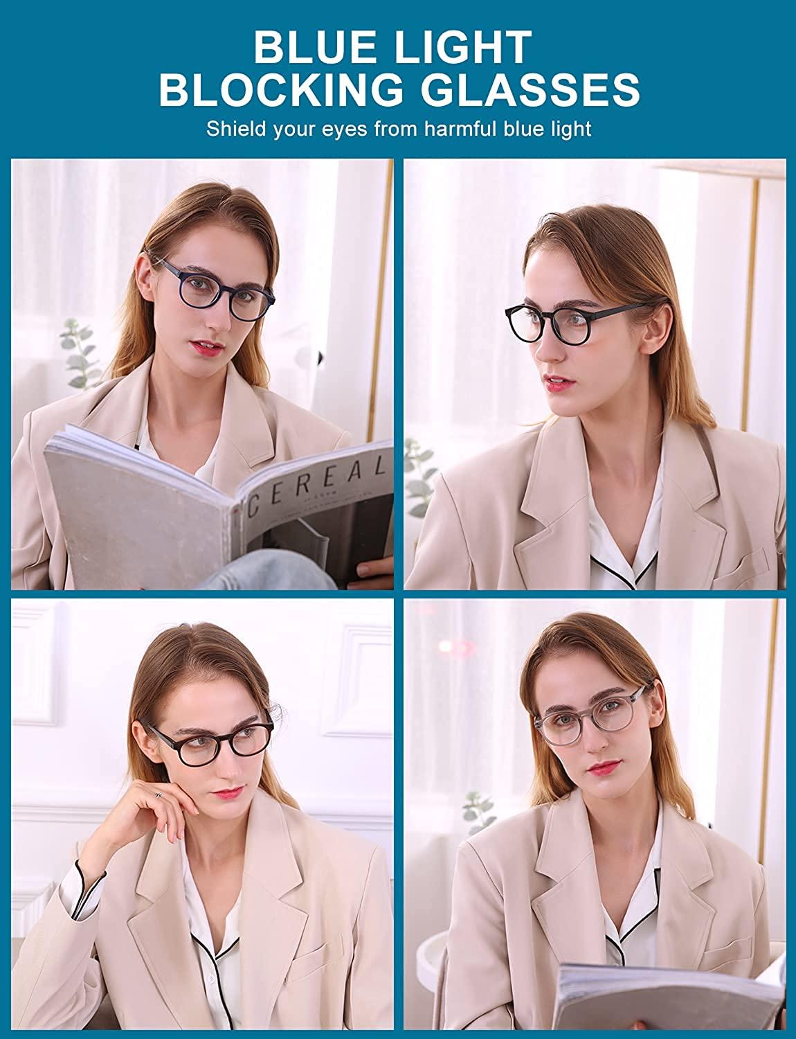 Blue Light Blocking Glasses, Anti Eye Strain Headache (Sleep  Better),Computer Reading Glasses UV400 Transparent Lens 