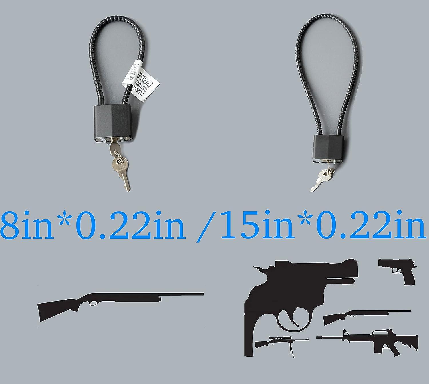 Lockforall Cable Gun Locks with Keys Keyed Alike 15" Cable Gun Safe Lock for Pistols, Handguns