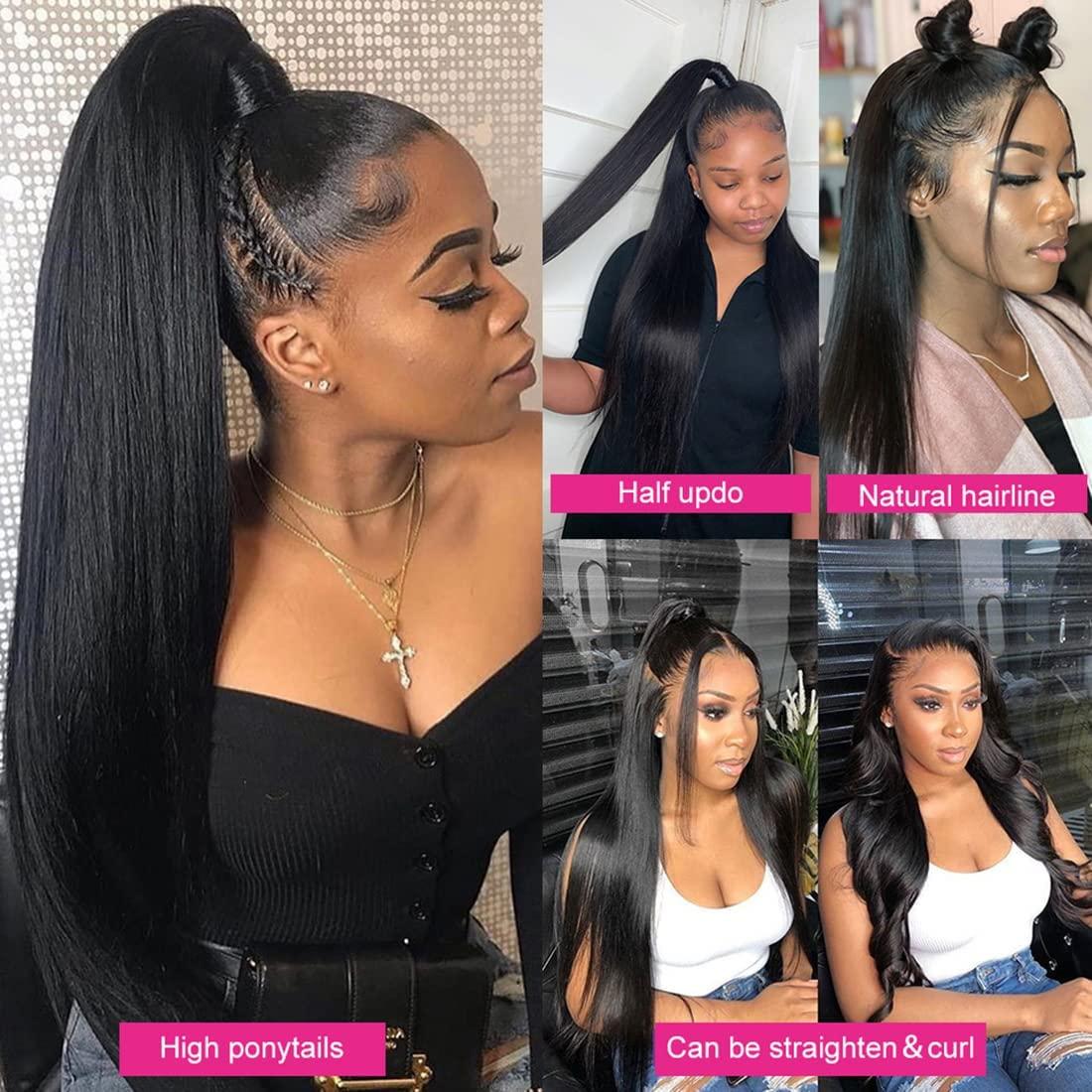 Full 360 Lace Front Wigs Human Hair Pre Plucked 22Inch 180% Density HD  Transparent Straight Lace Front Wigs Human Hair Brazilian Virgin Human Hair  Wigs 360 Lace Frontal Wigs For Black Women