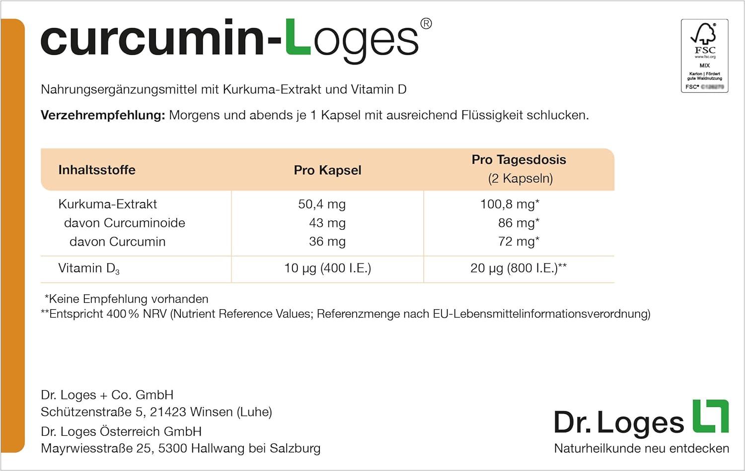 Buy CurcuminLoges 60 Capsules Highly Bioavailable Curcumin