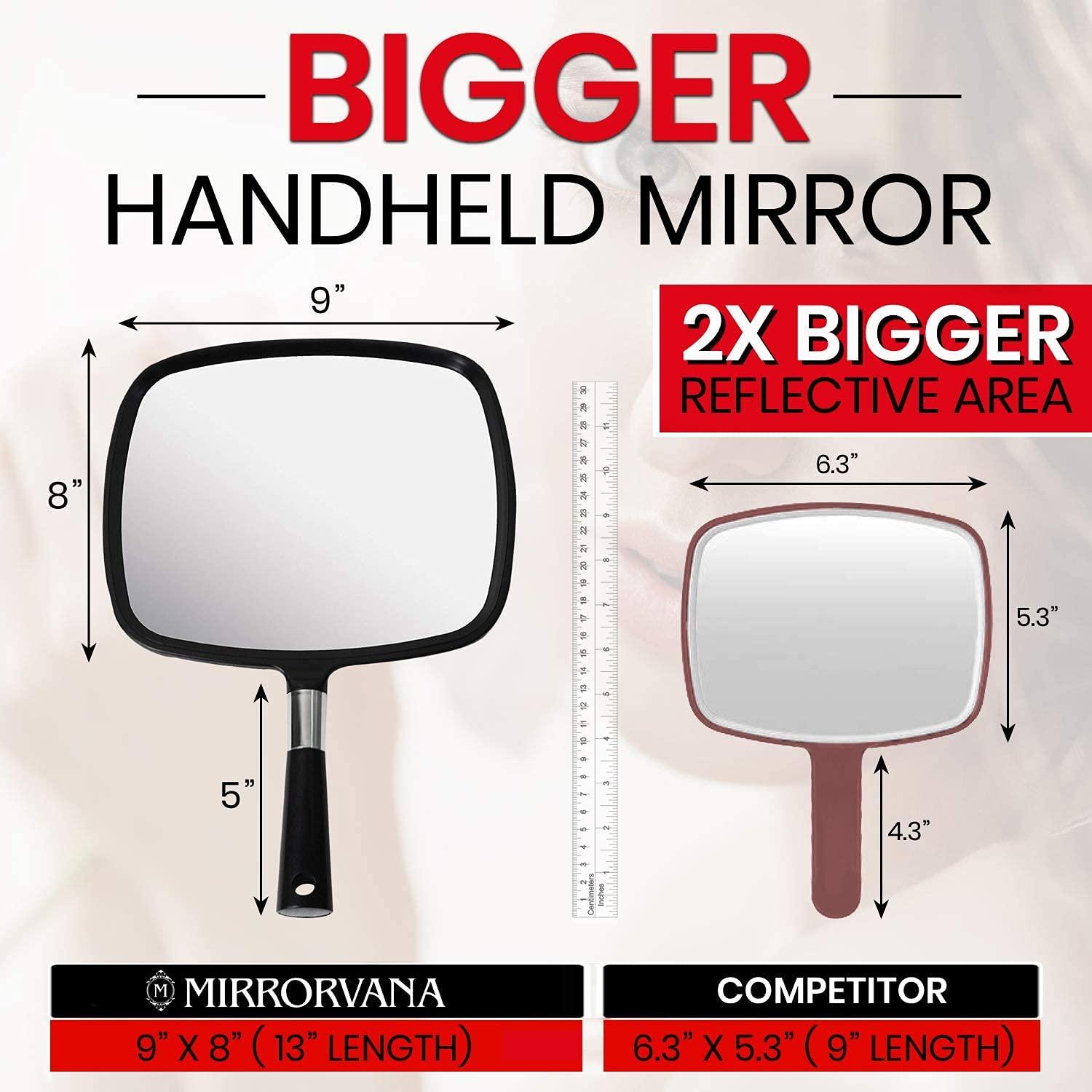 Mirrorvana Large Hand Mirror with Comfy Handle for Men and Women