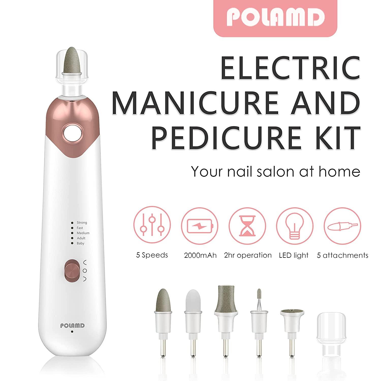 Professional Manicure Pedicure Kit, Electric Nail File Set, Cordless