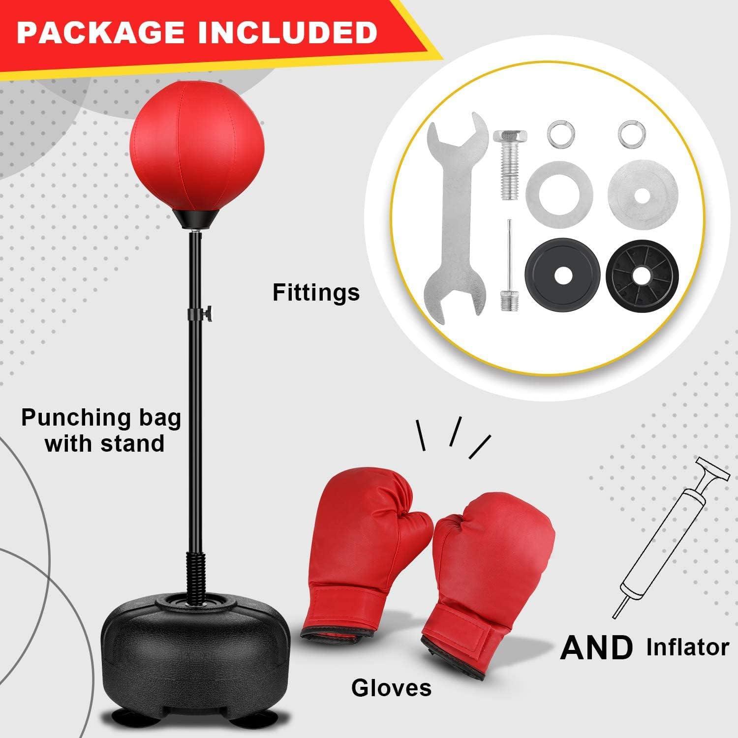 Stress Relief Gloves Adjustable Height Punching Ball Bag Speed