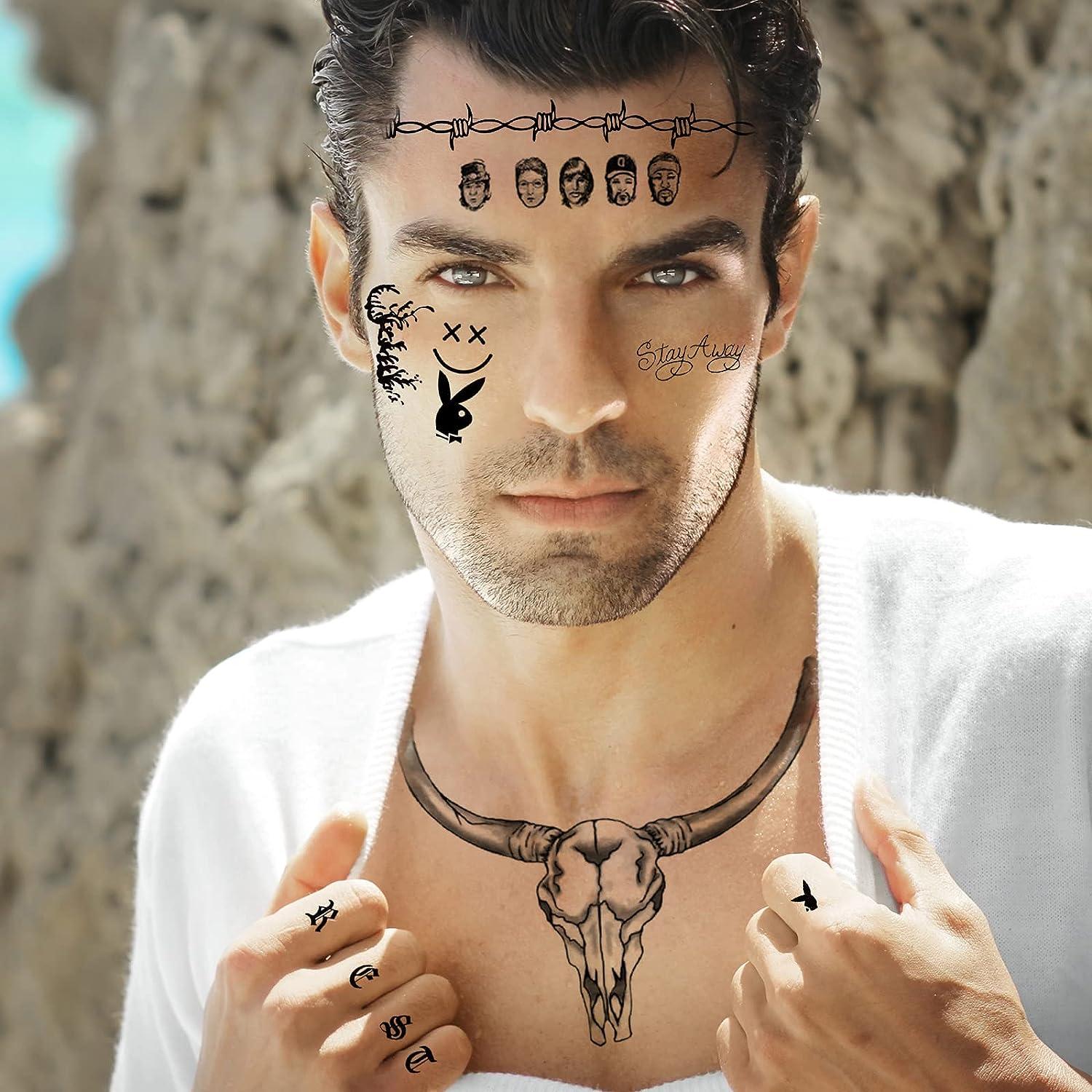 Zeecdatoo 12 Sheets Post Malone Face Tattoos Ideal for Halloween