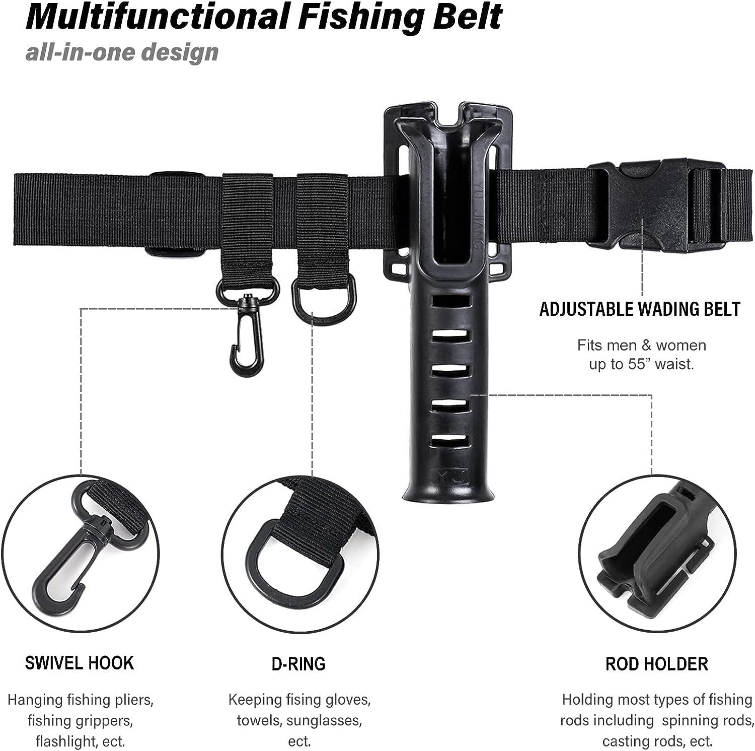 Fishing Rod Holder Belt - Adjustable Waist Wading Belts for Men with  Portable Pole Inserter for Spinning Casting Reel, Outdoor Surf Kayak Fly  Fishing Gear Accessories Wader Strap